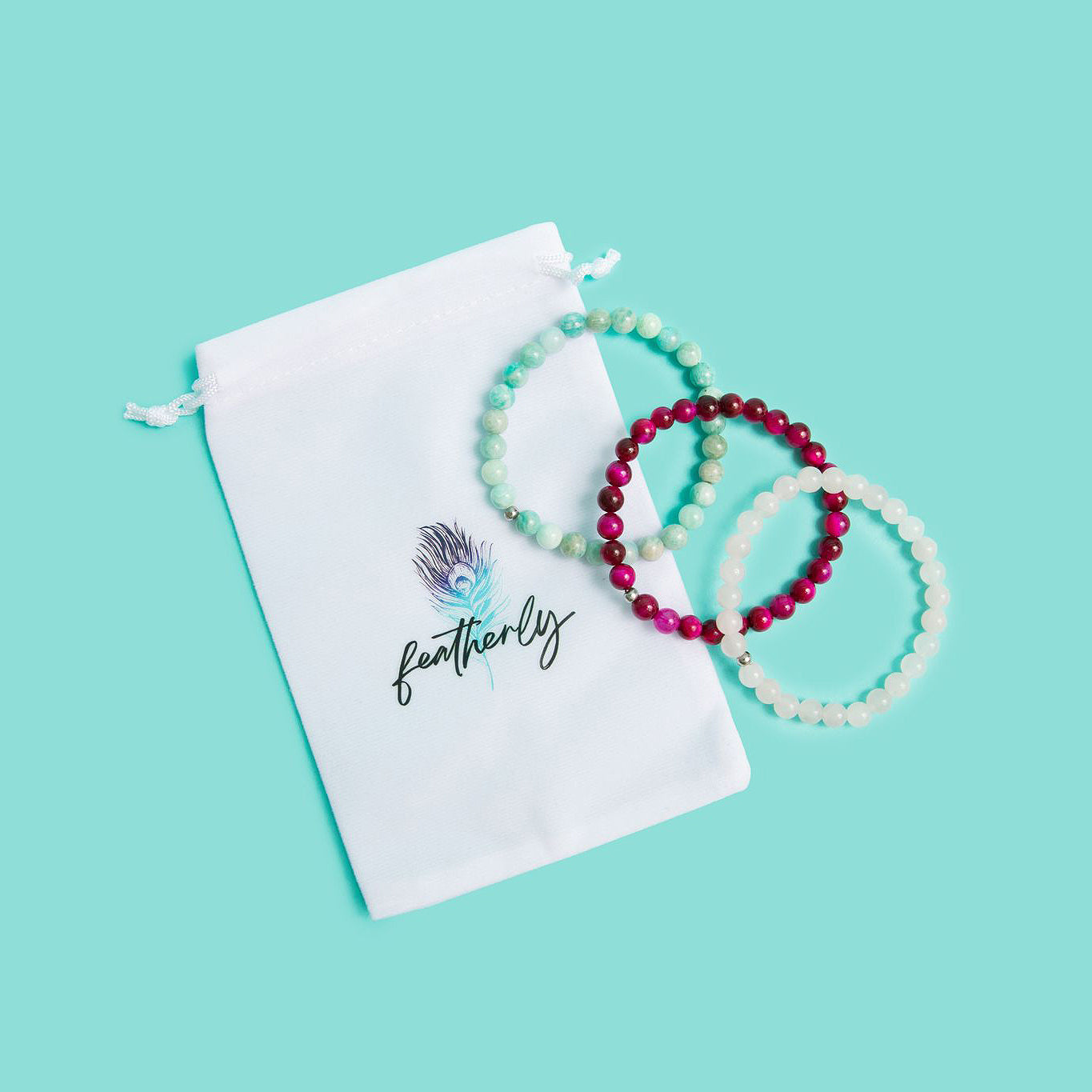 Featherly Crystal Gemstone Self-Love Bracelet Stack