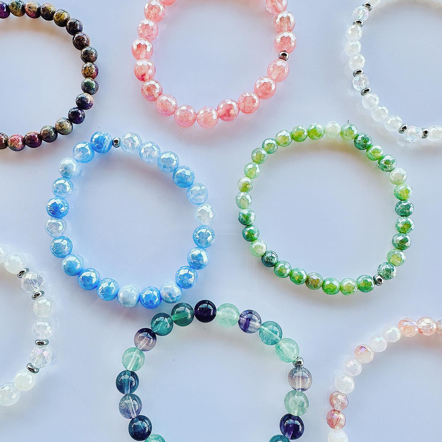 Featherly beaded stretch bracelets that are best sellers for spring