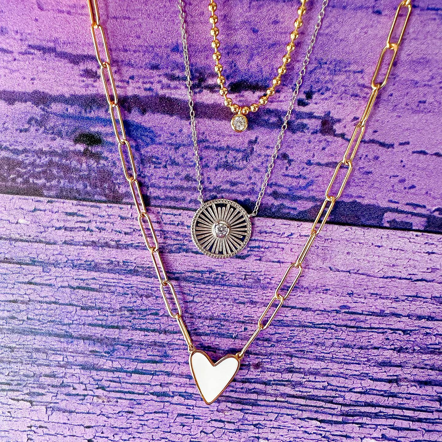 Gold Necklaces for women stacked mixing adjustable lengths and chains