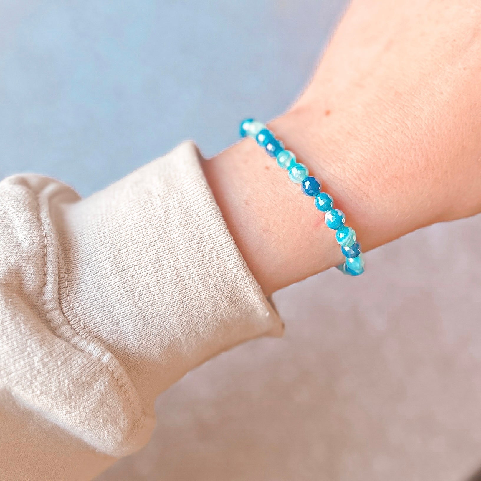 mini stacker bracelet from featherly in blue agate