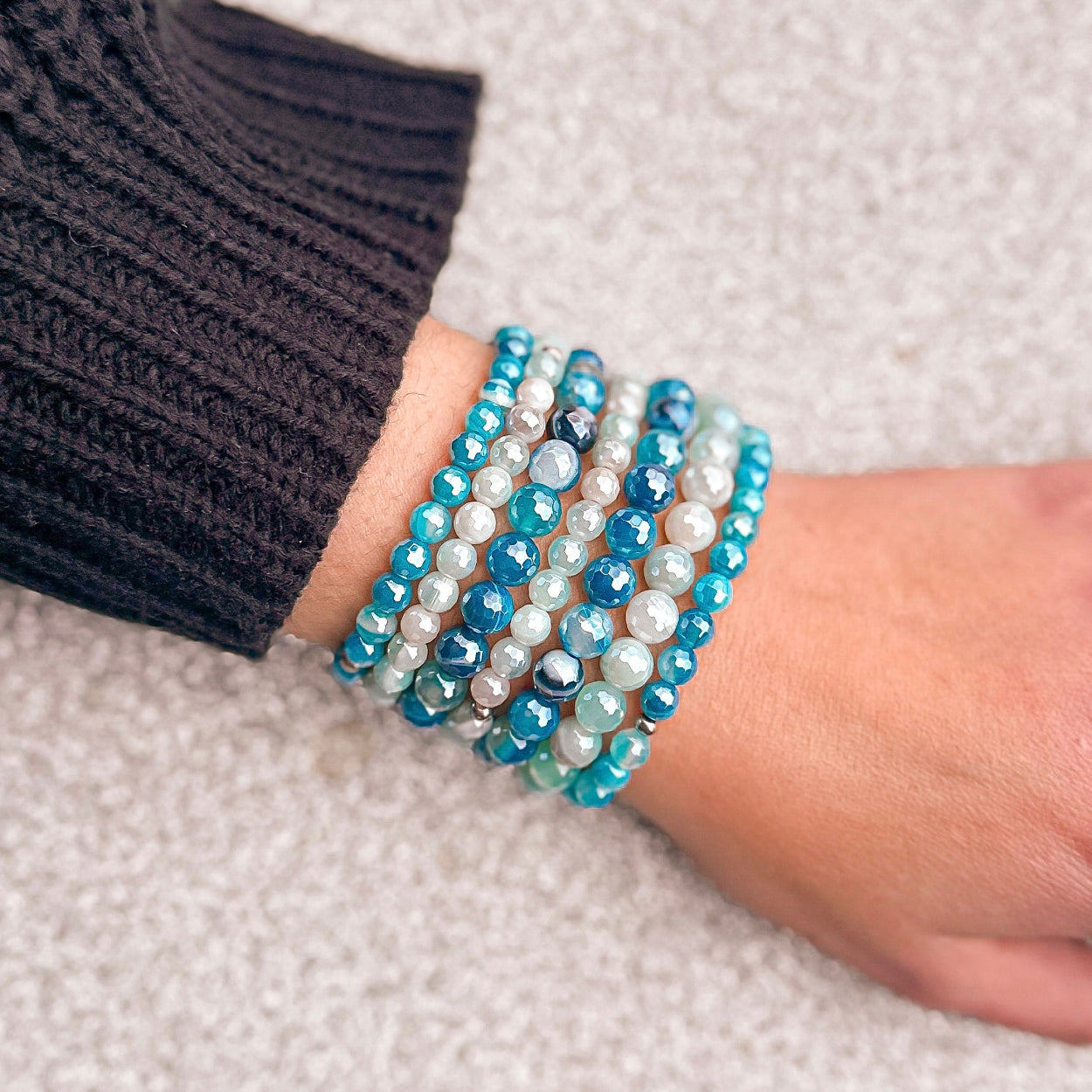 blue beaded bracelets for women