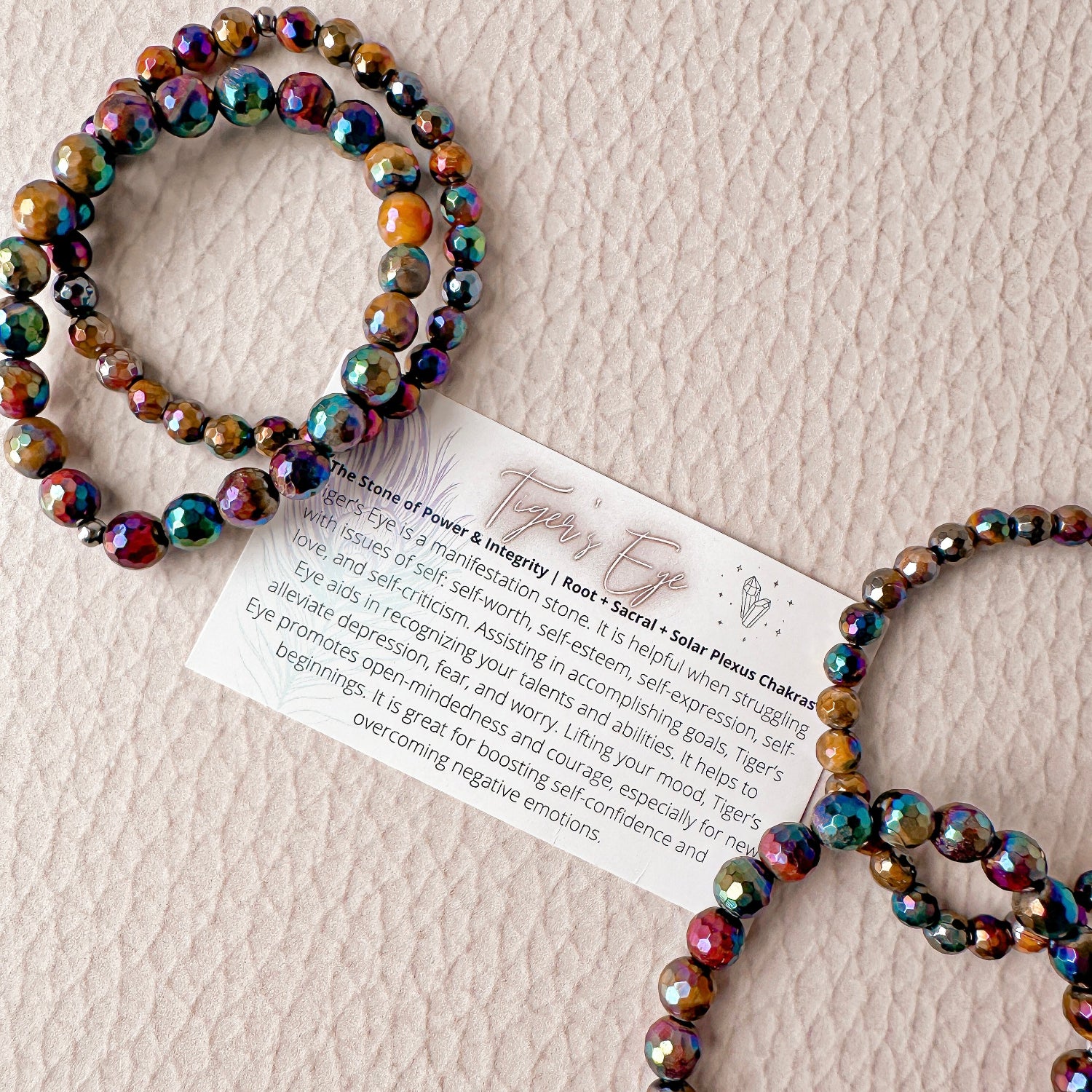 Rainbow tiger's eye beaded gemstone bracelets