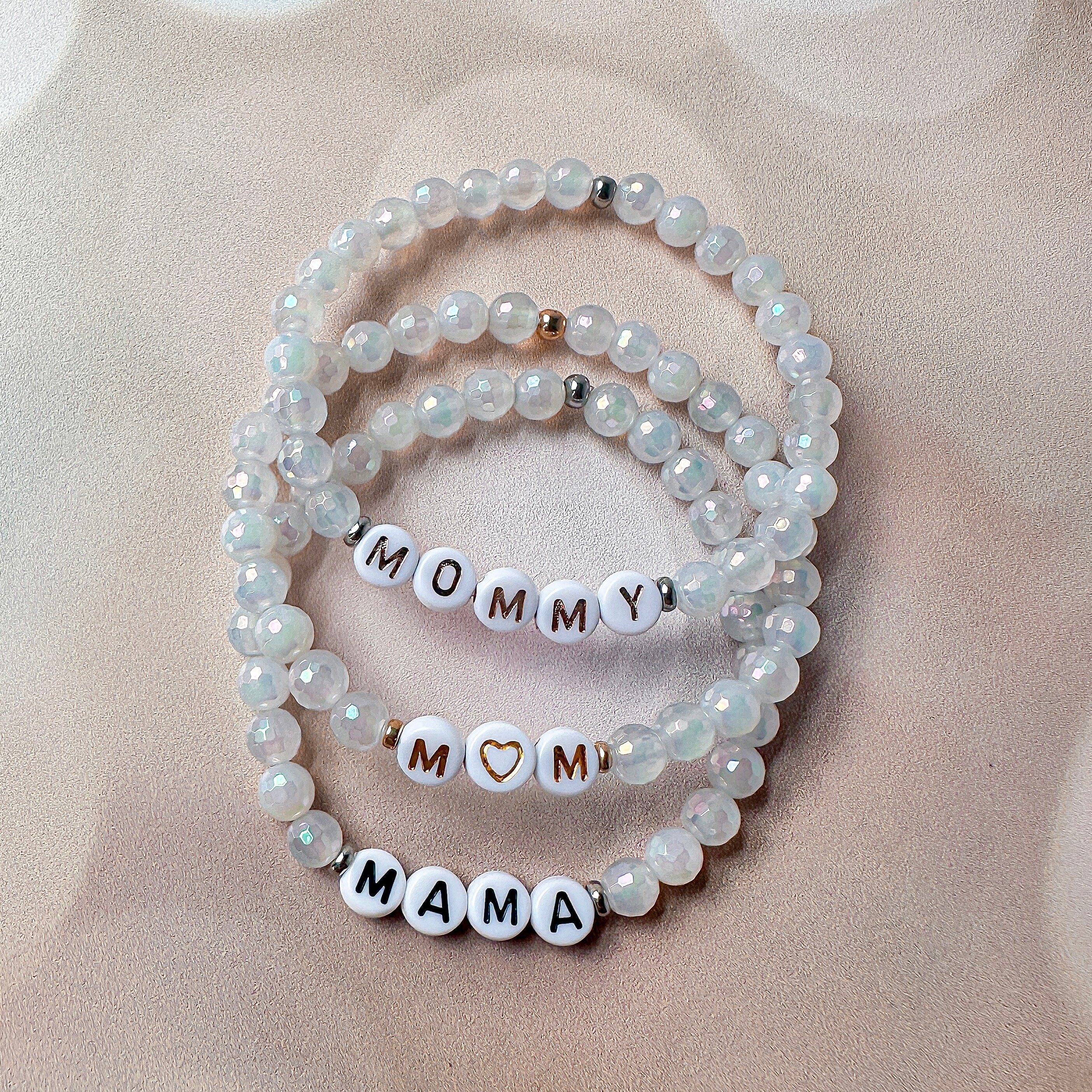 Mystic White Agate Mini Personalized Bracelet