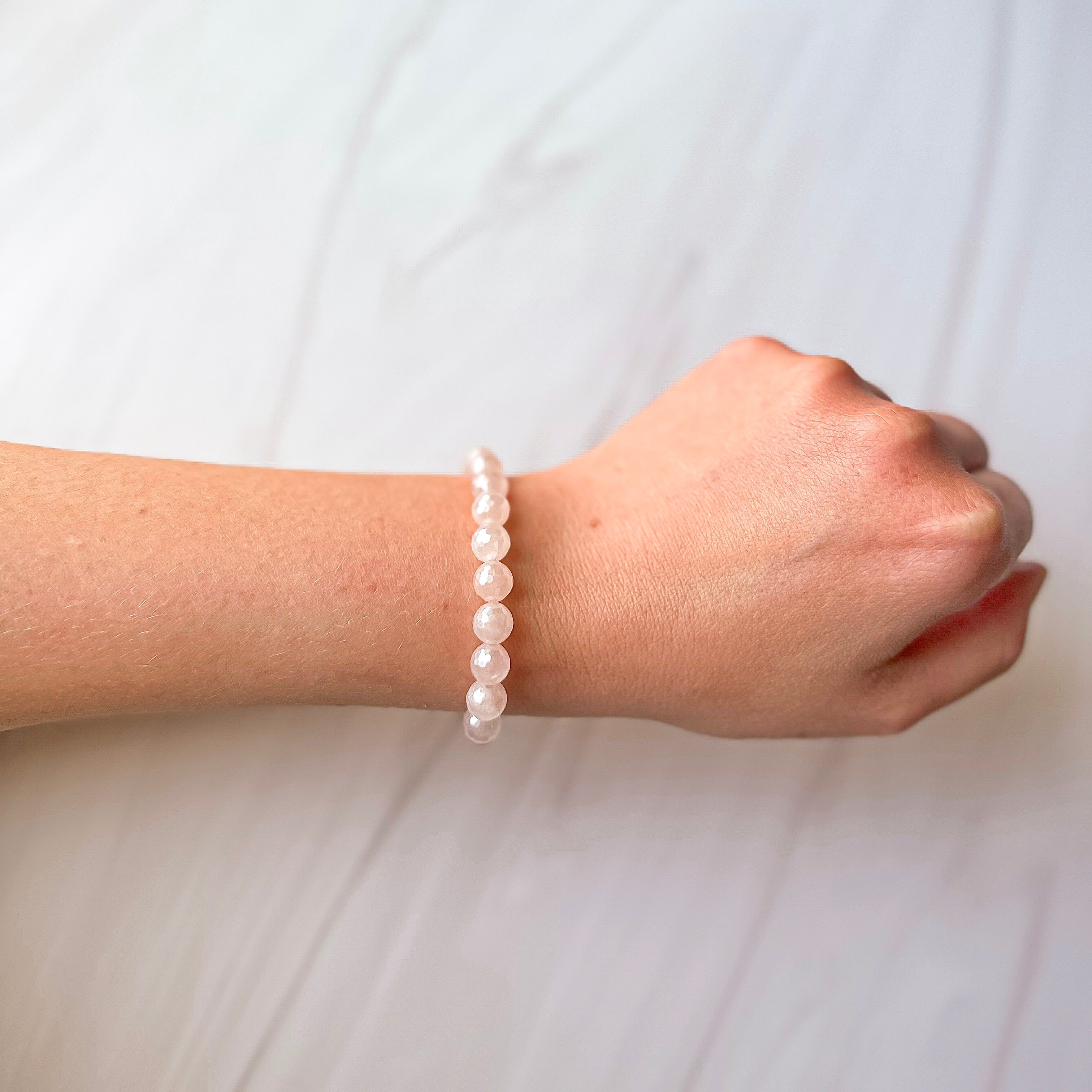 Unconditional Love & Peace - Mystic Rose Quartz Faceted Stacker Bracelet