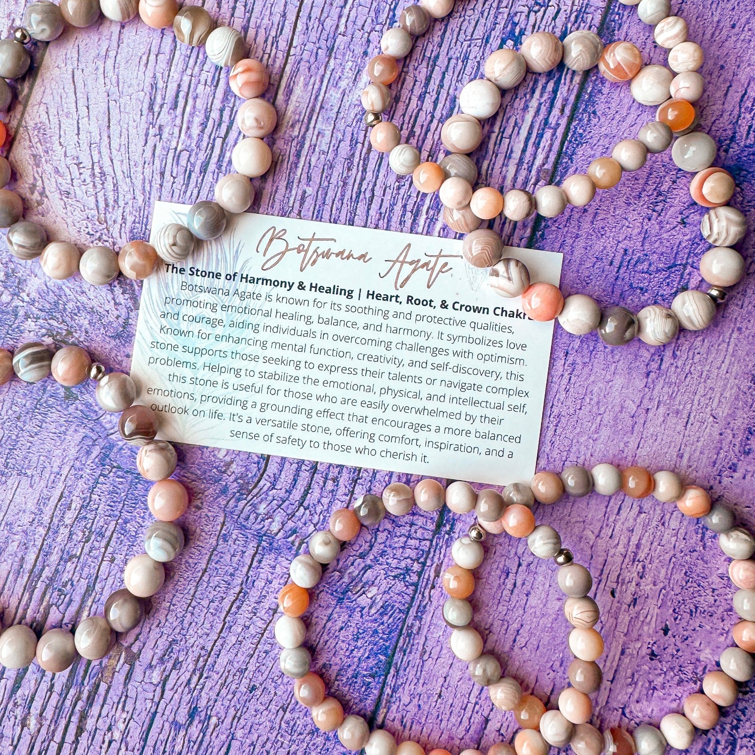 pink botswana agate beaded gemstone bracelet