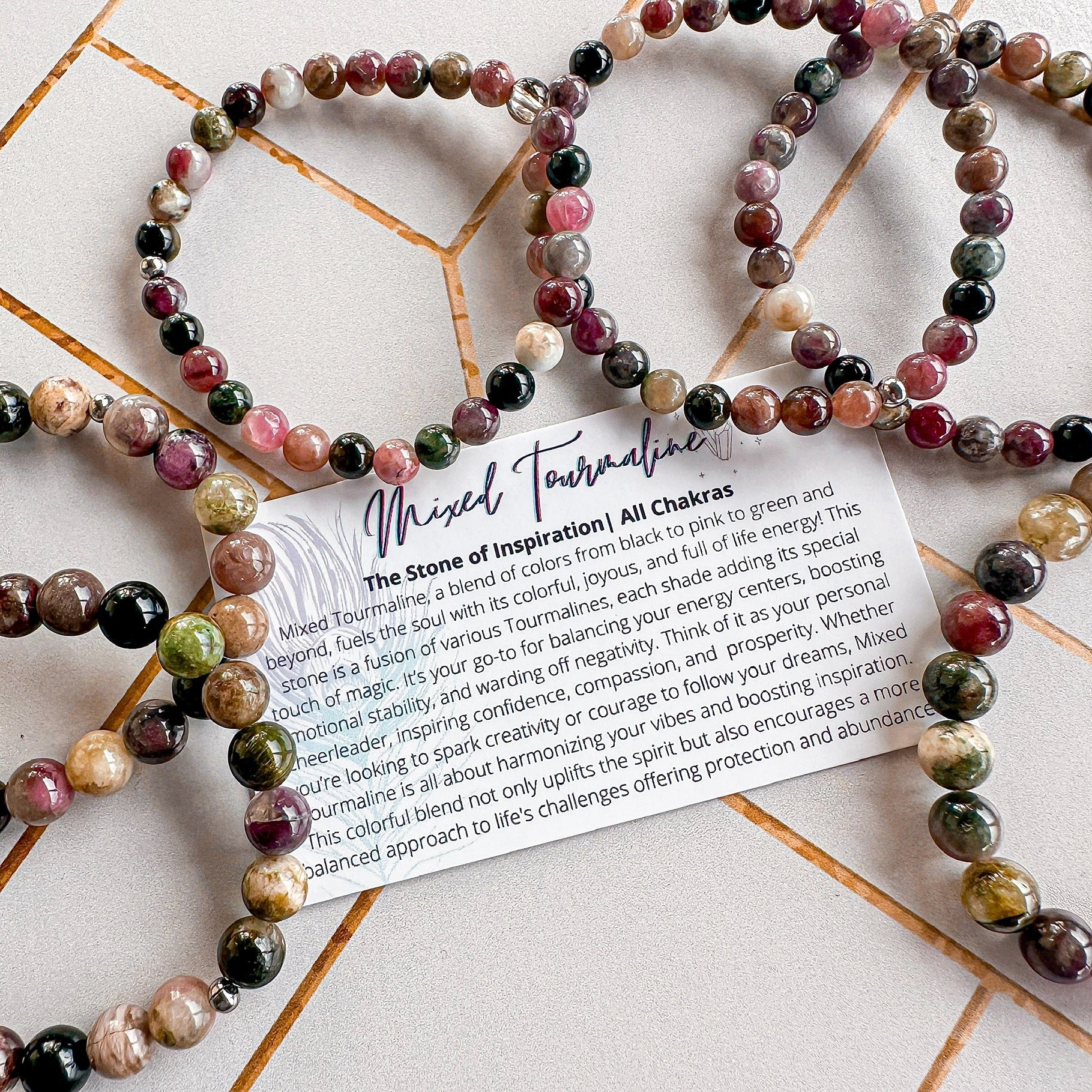 mixed tourmaline beaded gemstone bracelet for women