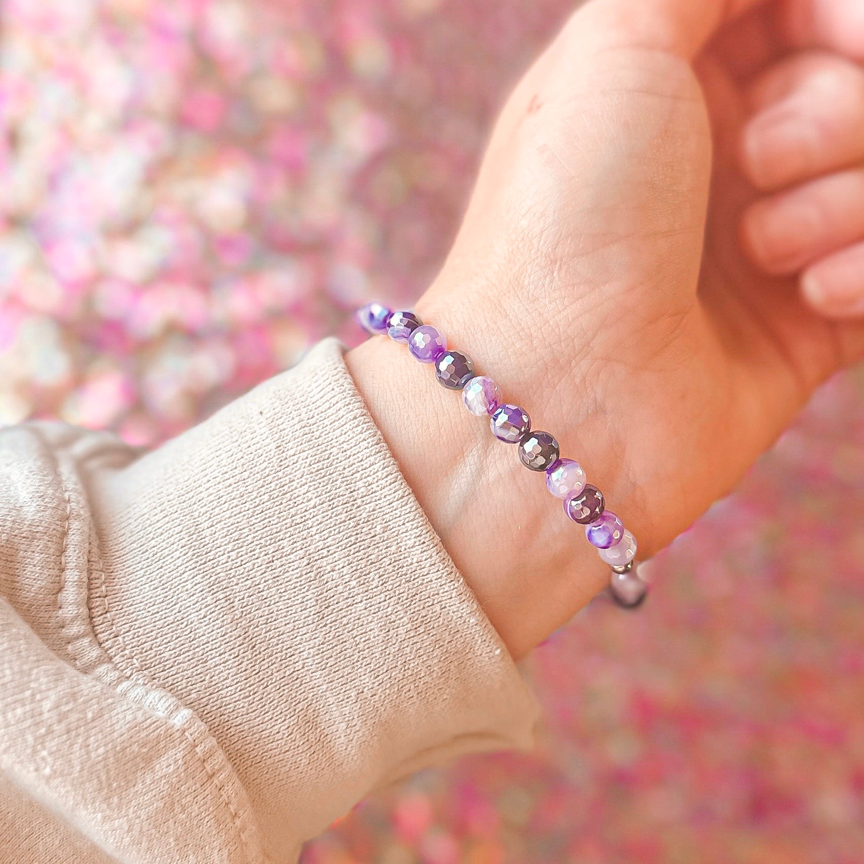 mini stacker bracelet from featherly in purple banded agate