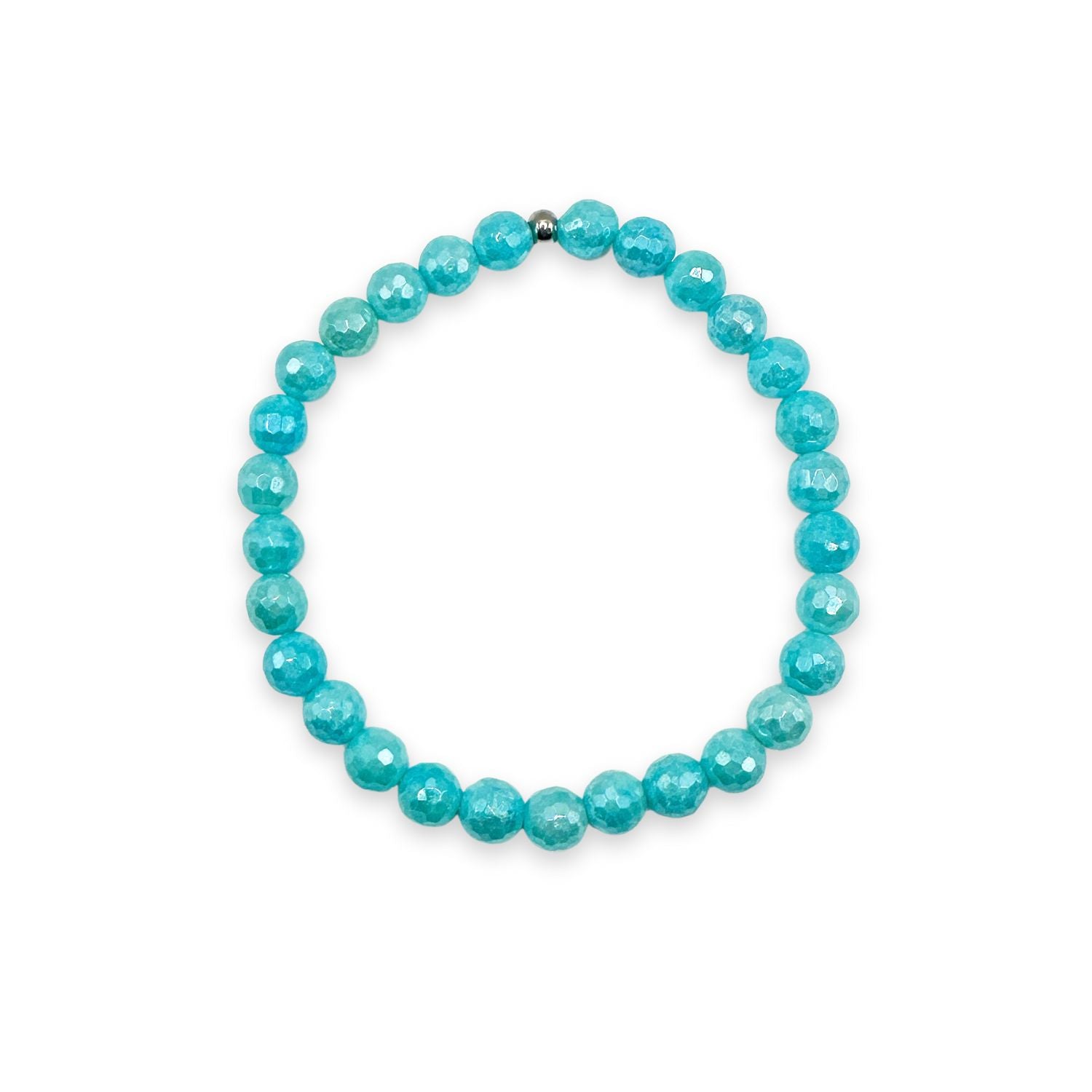 womens beaded bracelet in 6mm aqua jade from Featherly