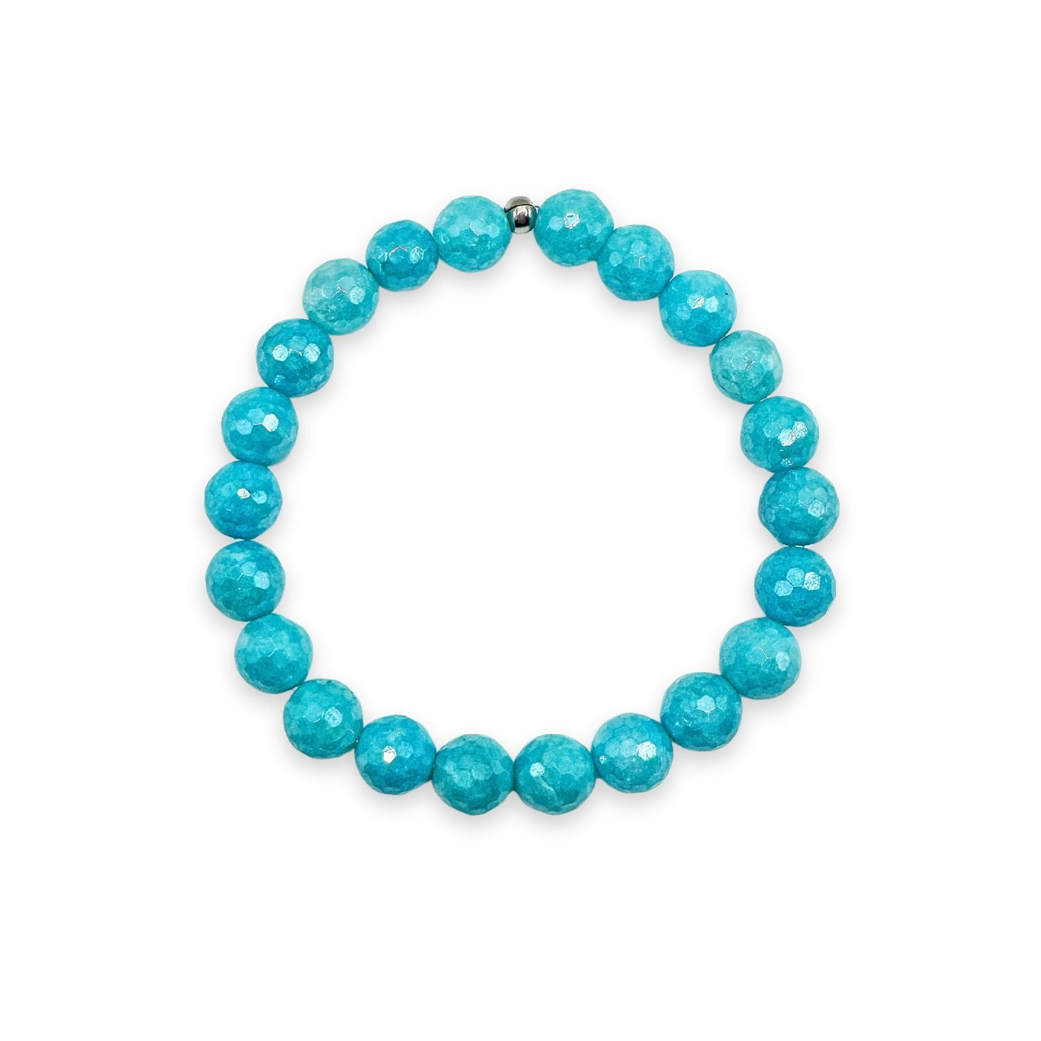womens beaded bracelet in 8mm aqua jade from Featherly