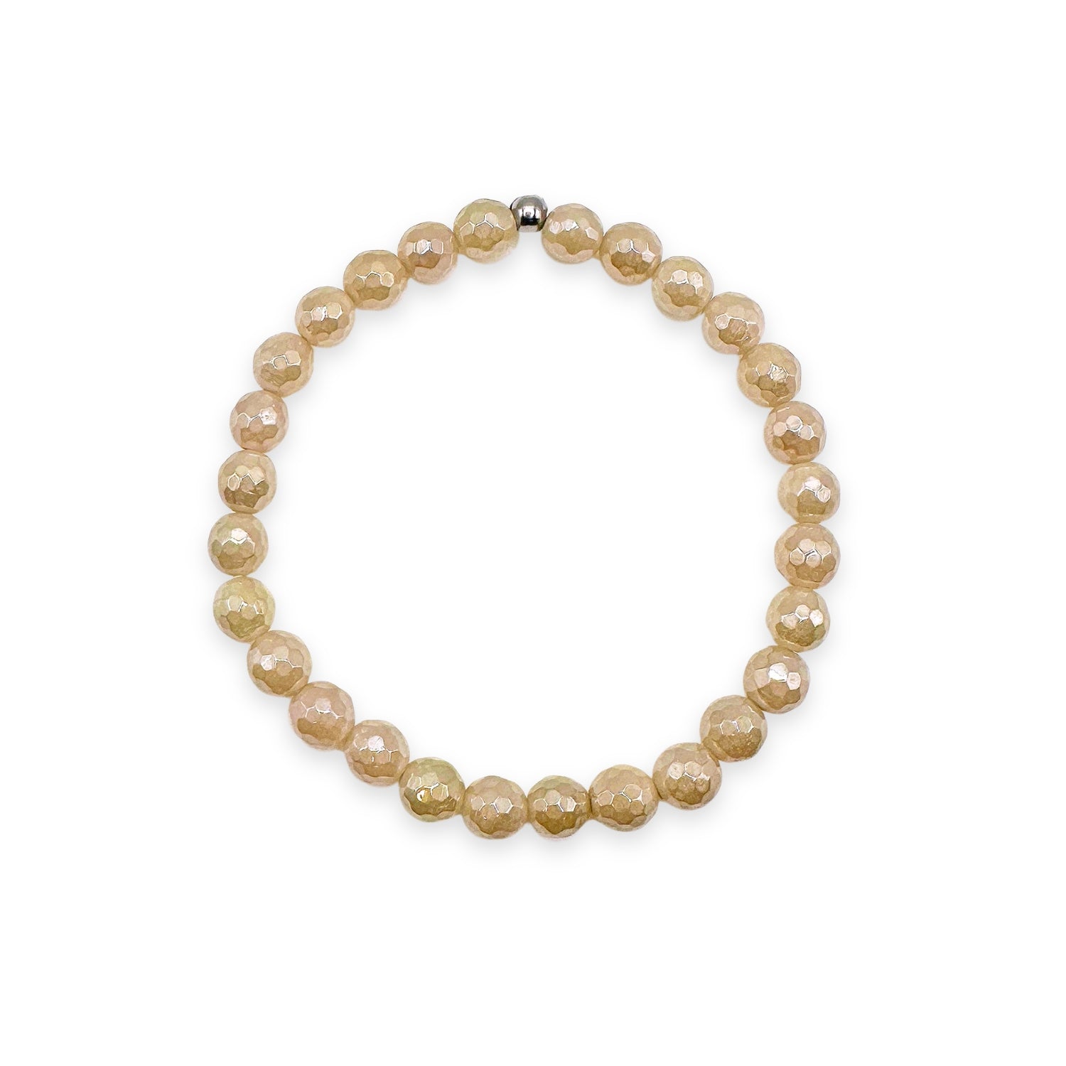 womens beaded bracelet in 6mm beige jade from Featherly