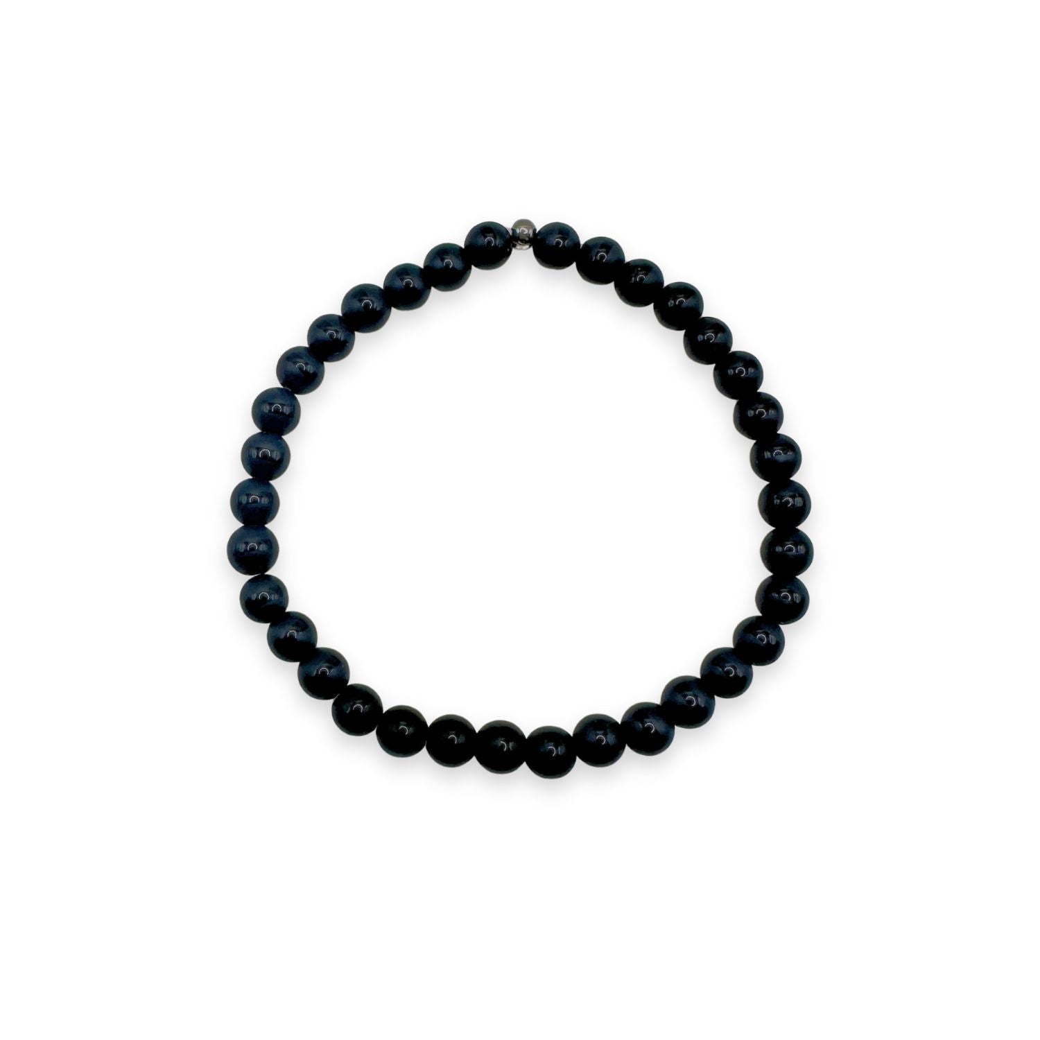 Guy beaded bracelet black onyx matte striped 6mm mens beaded bracelet