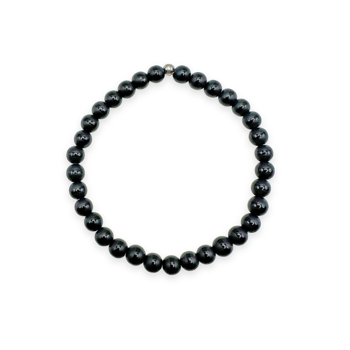 Guy beaded bracelet black onyx matte striped 6mm mens beaded bracelet