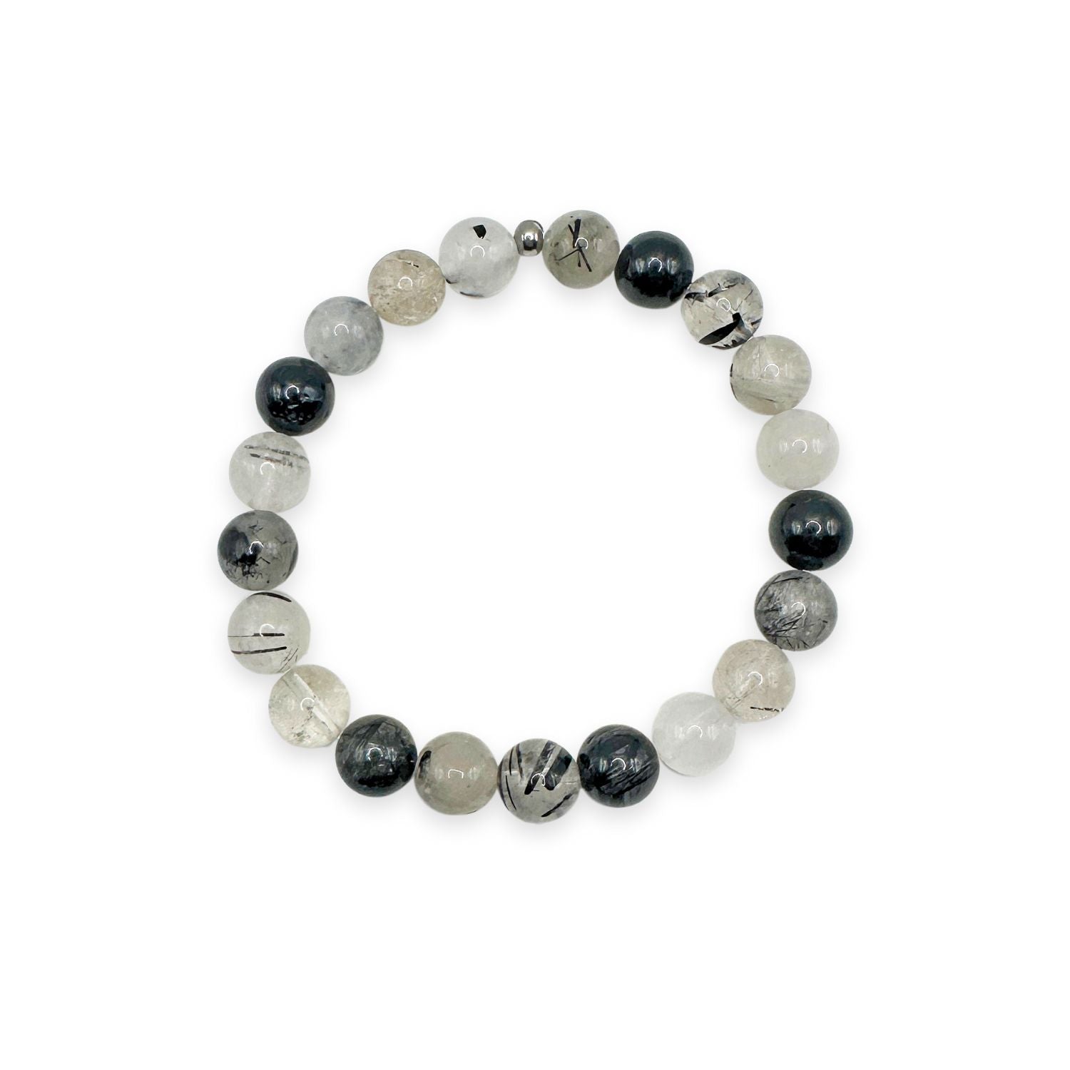 womens beaded bracelet in 8mm black rutilated quartz from Featherly