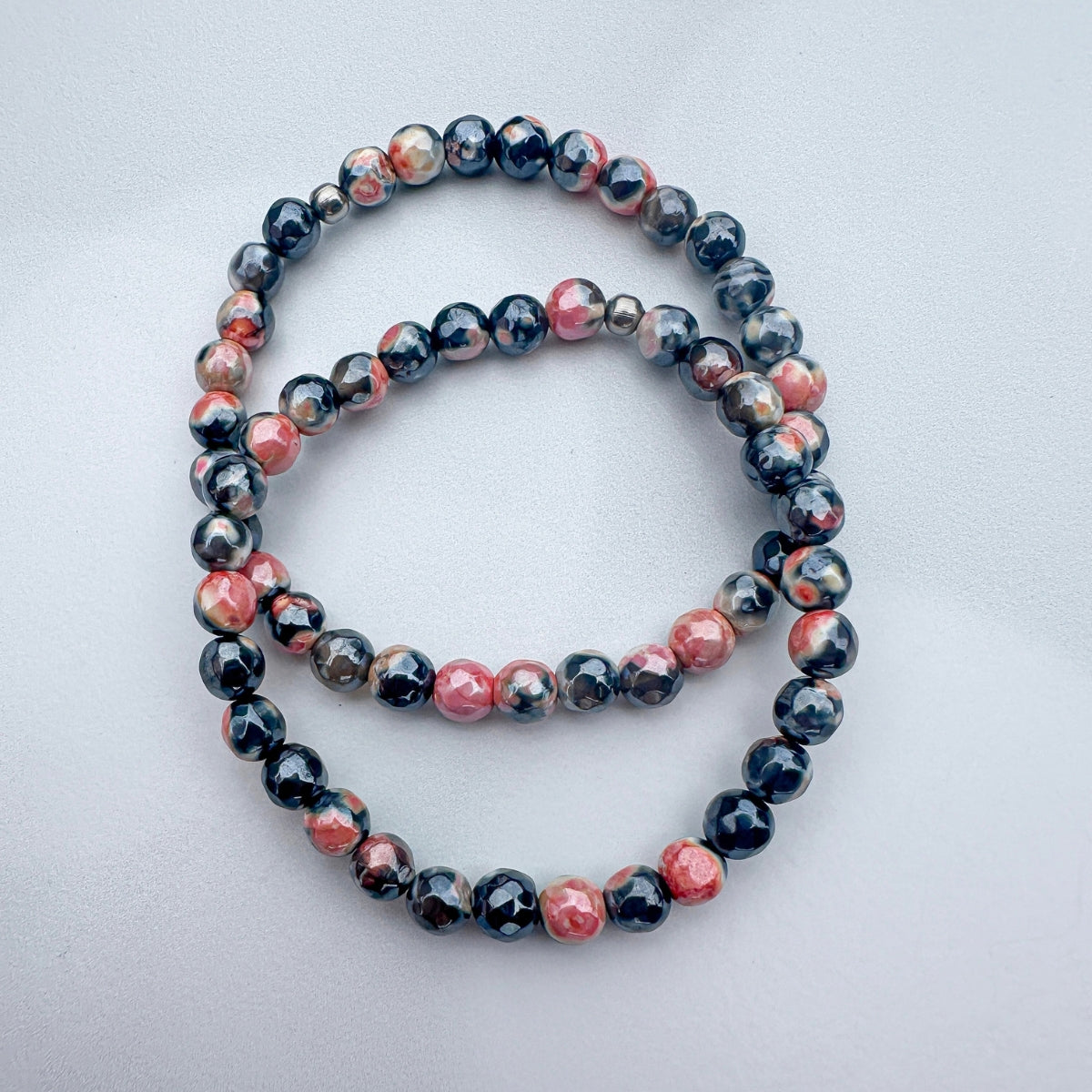 Mystic Orange and Black Fire Agate Faceted Mini Bracelet