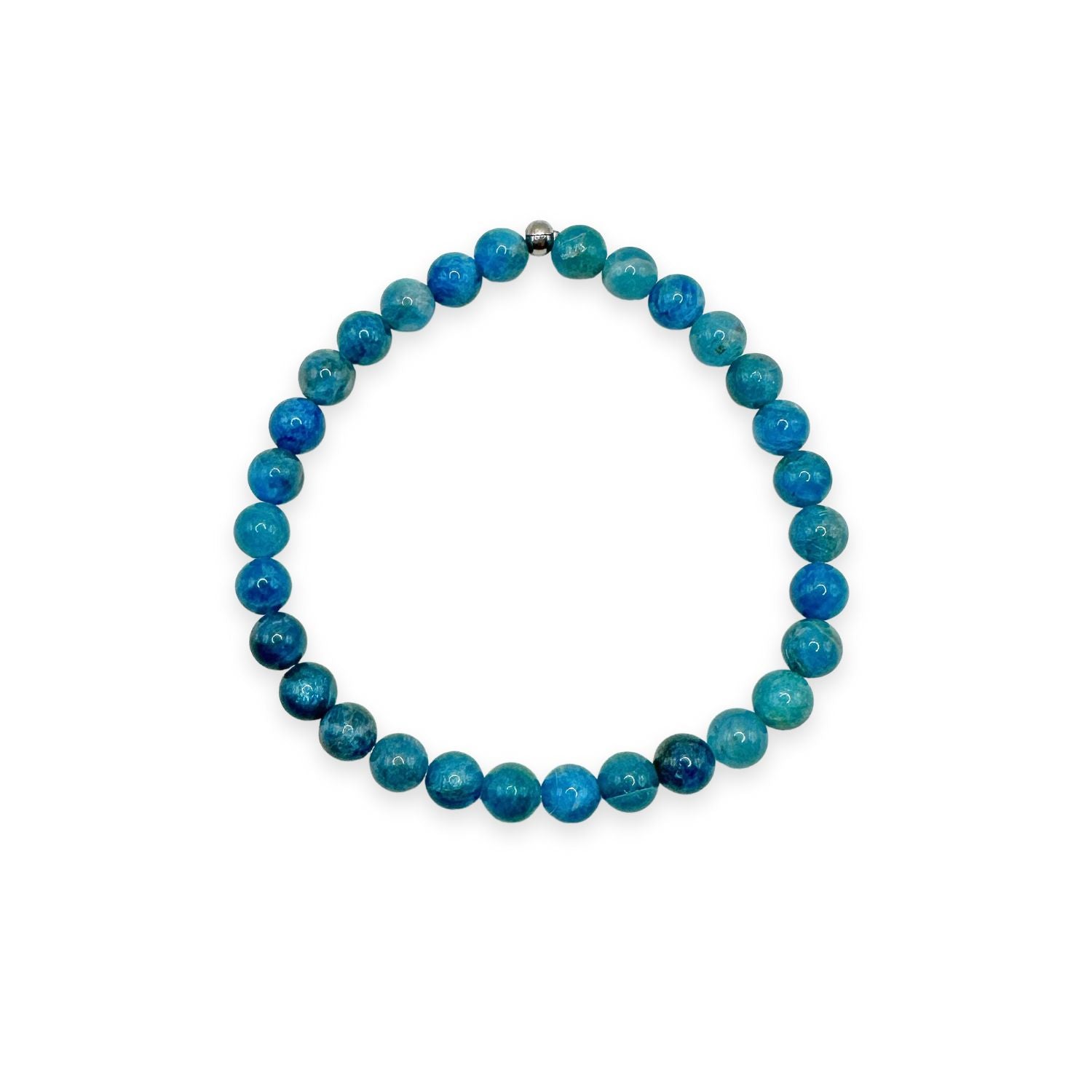 womens beaded bracelet in 6mm blue apatite from Featherly