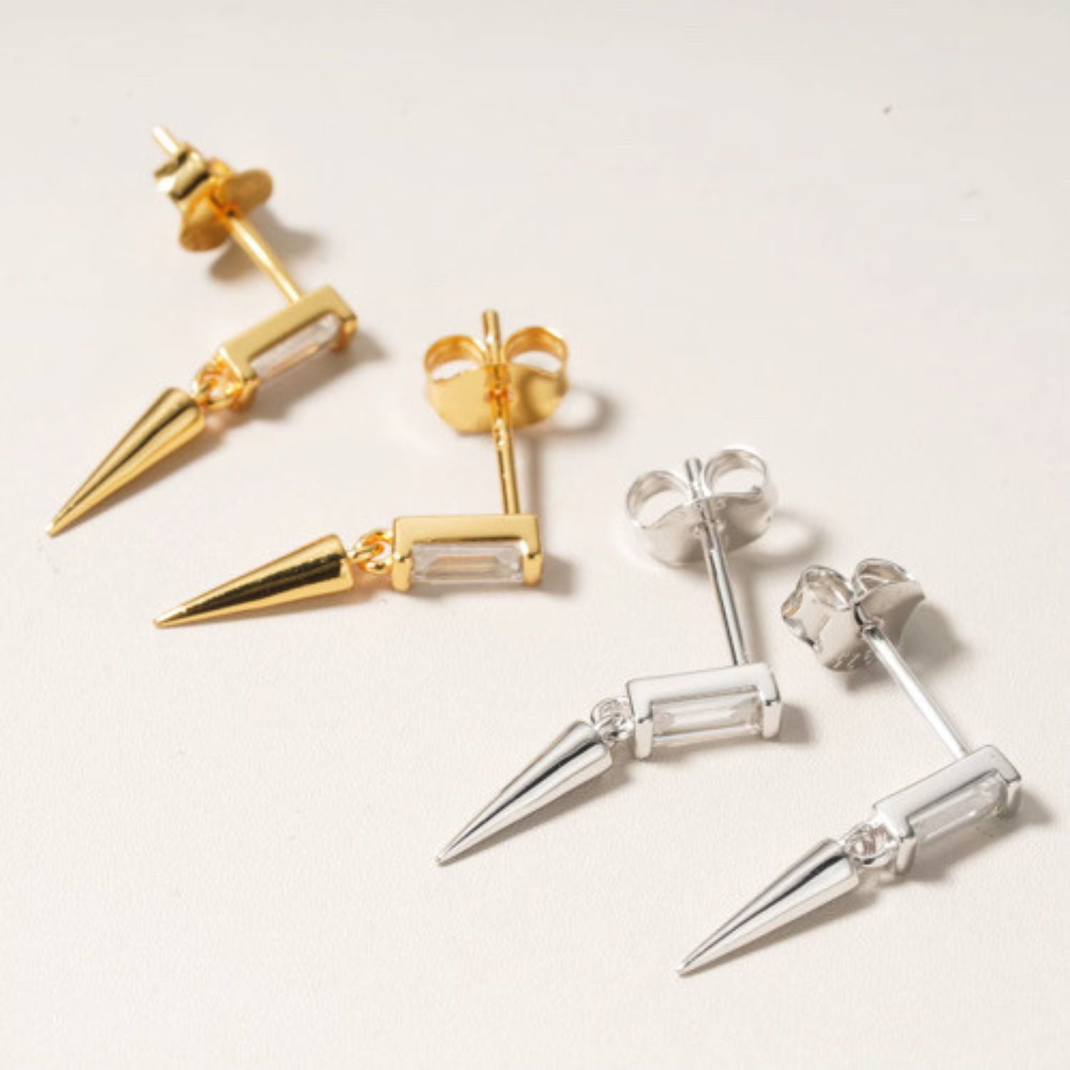CZ Spike Drop Stud Earrings