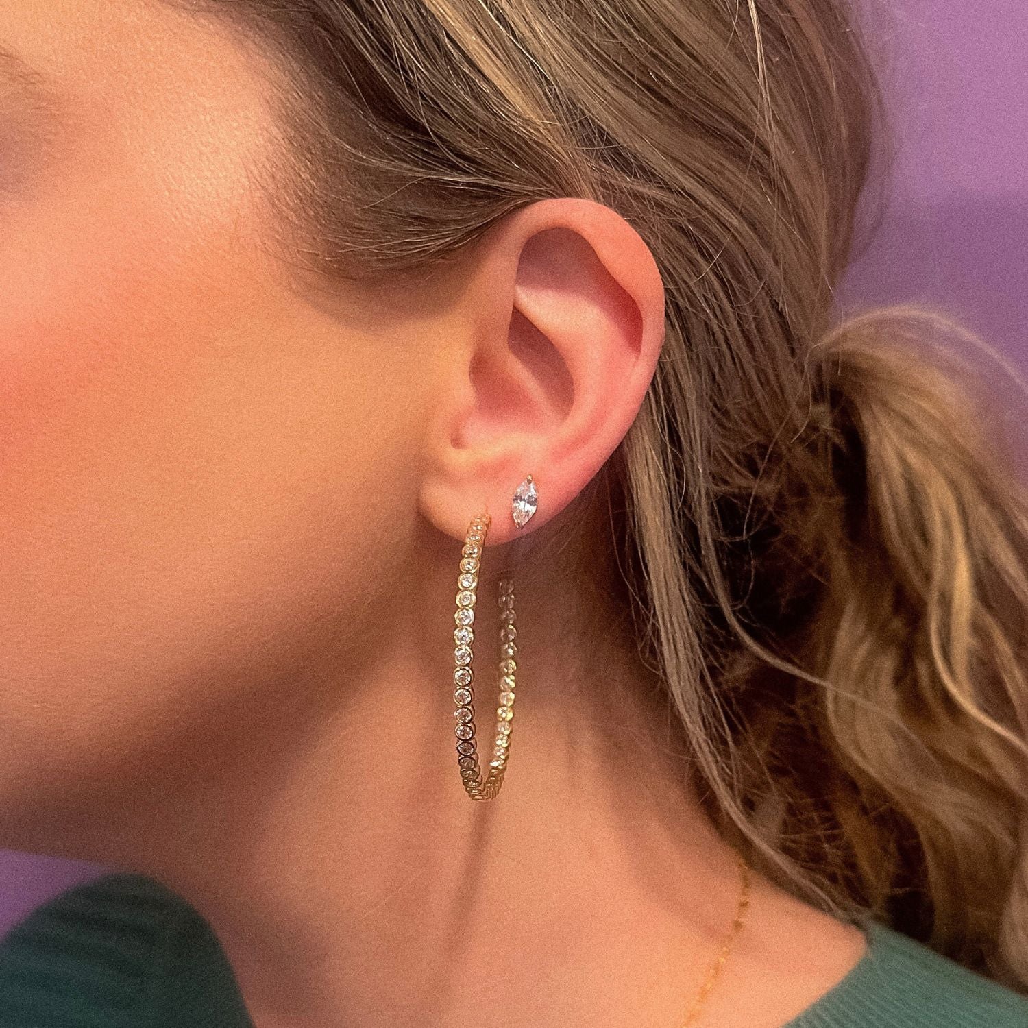 CZ Marquise Stud Earrings