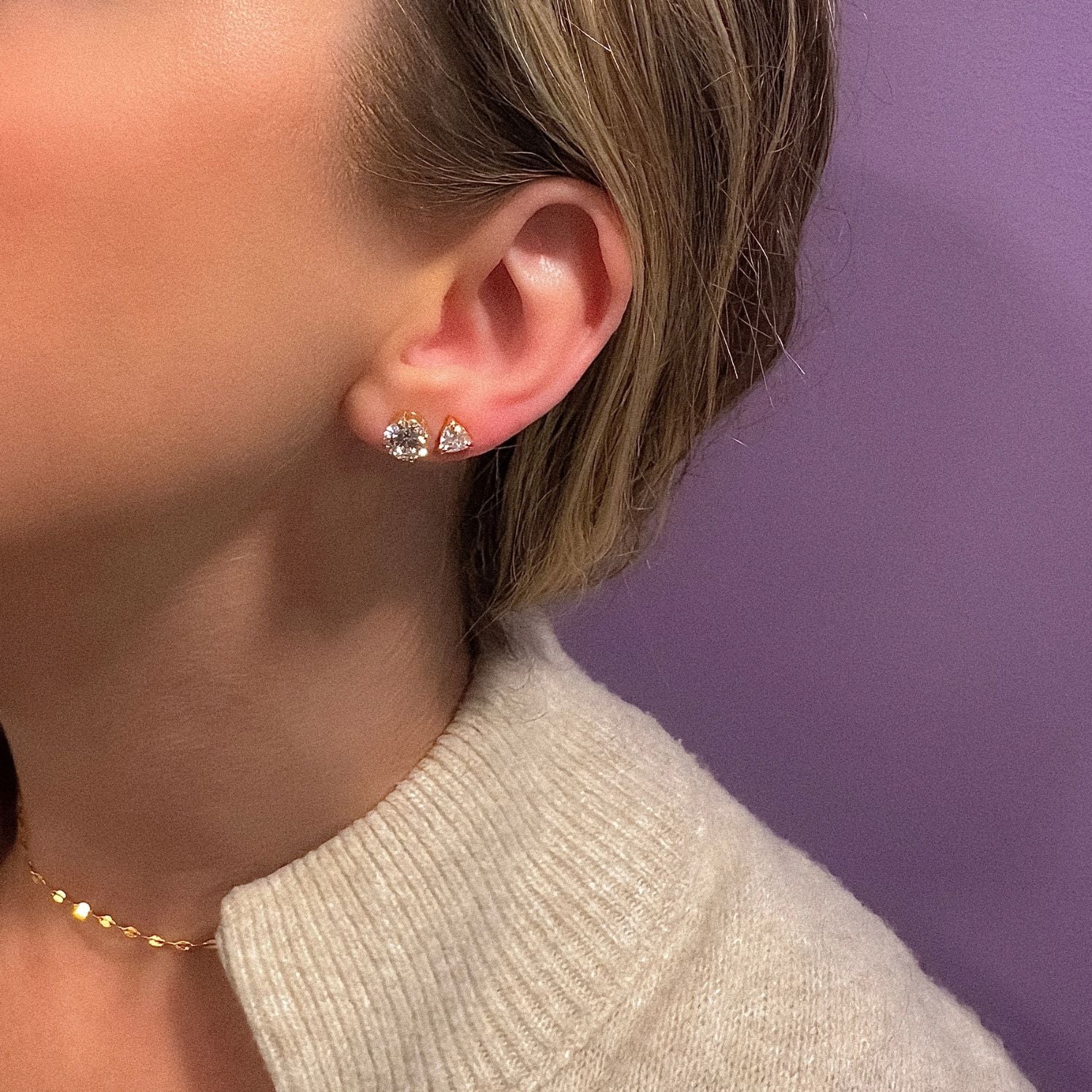 CZ Round Stud Earrings