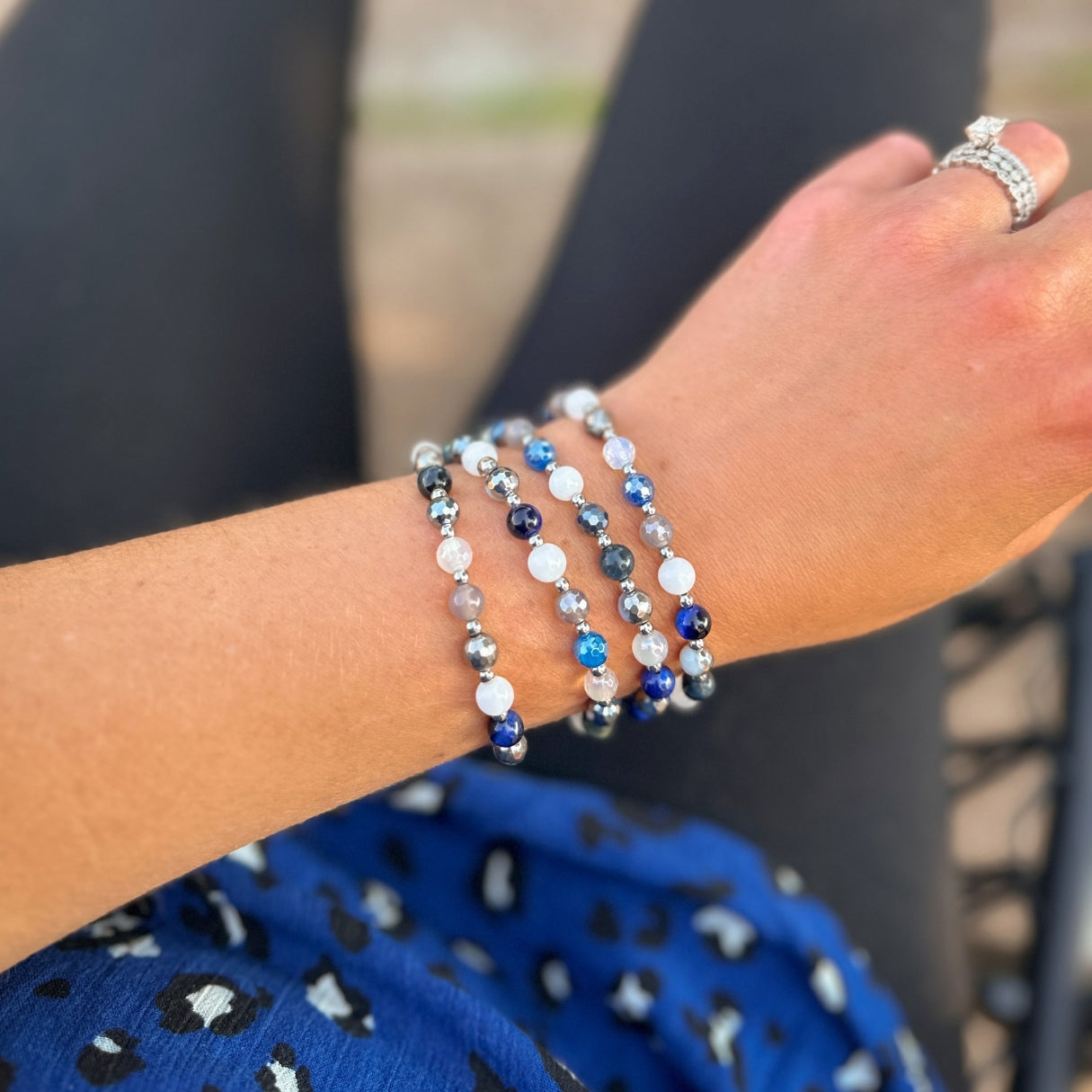 Central Blue Jays Confetti Mini Stacker Bracelet