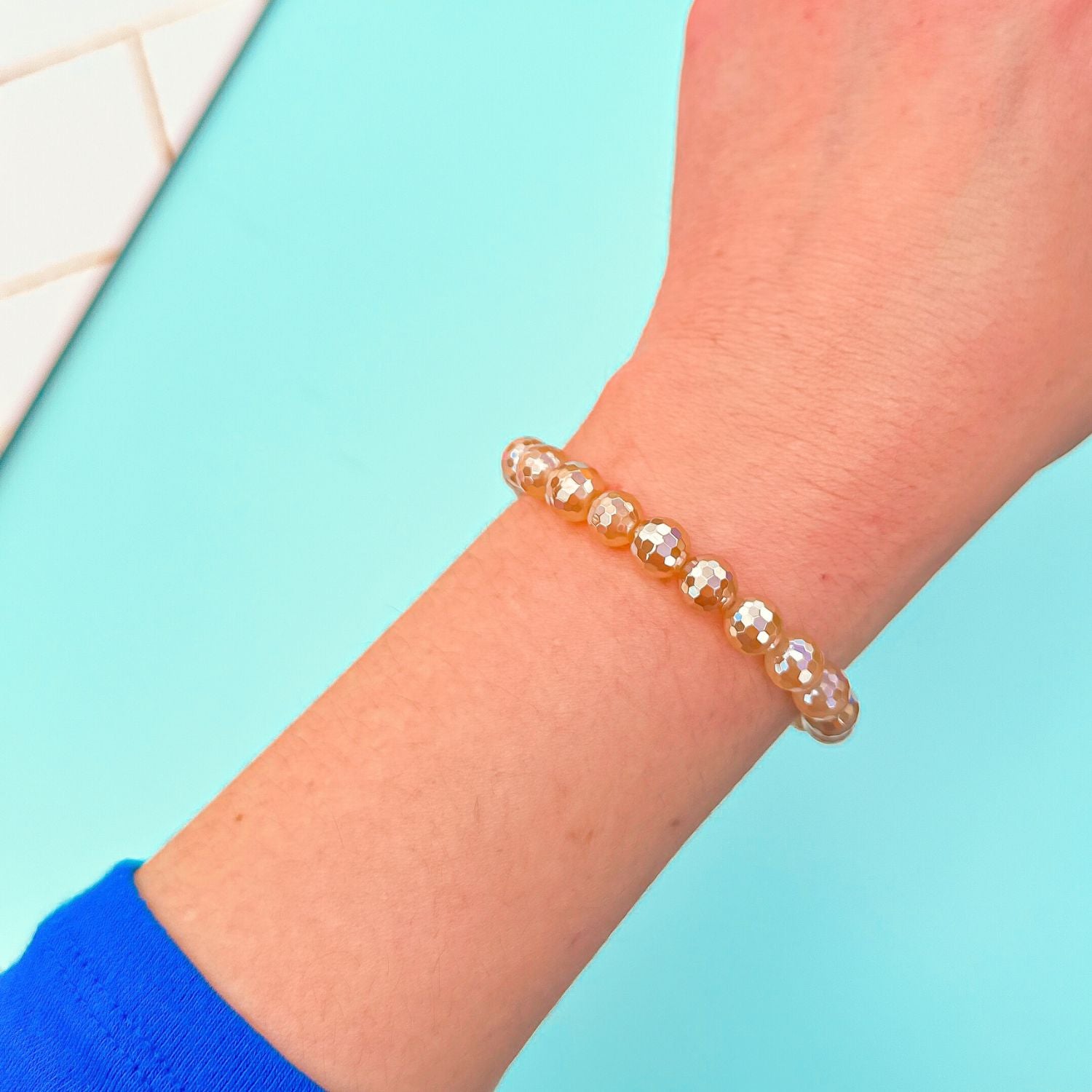 stacker bracelet from featherly in champagne agate