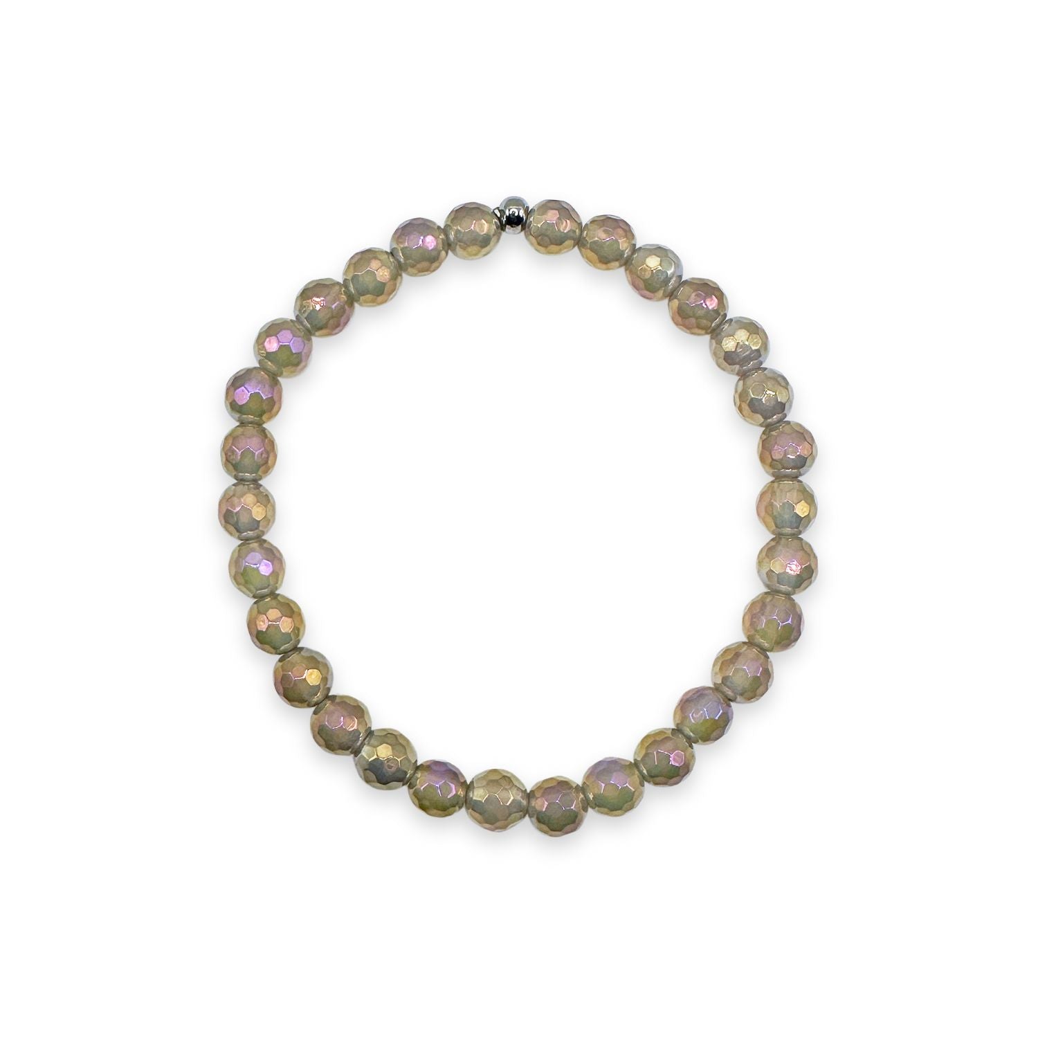 womens beaded bracelet in 6mm champagne gray agate from Featherly