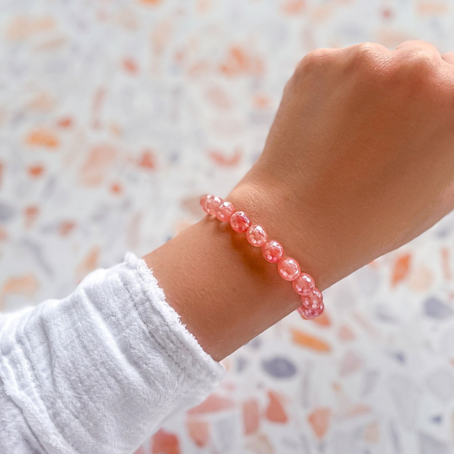 8mm stacker bracelet from featherly in cherry quartz