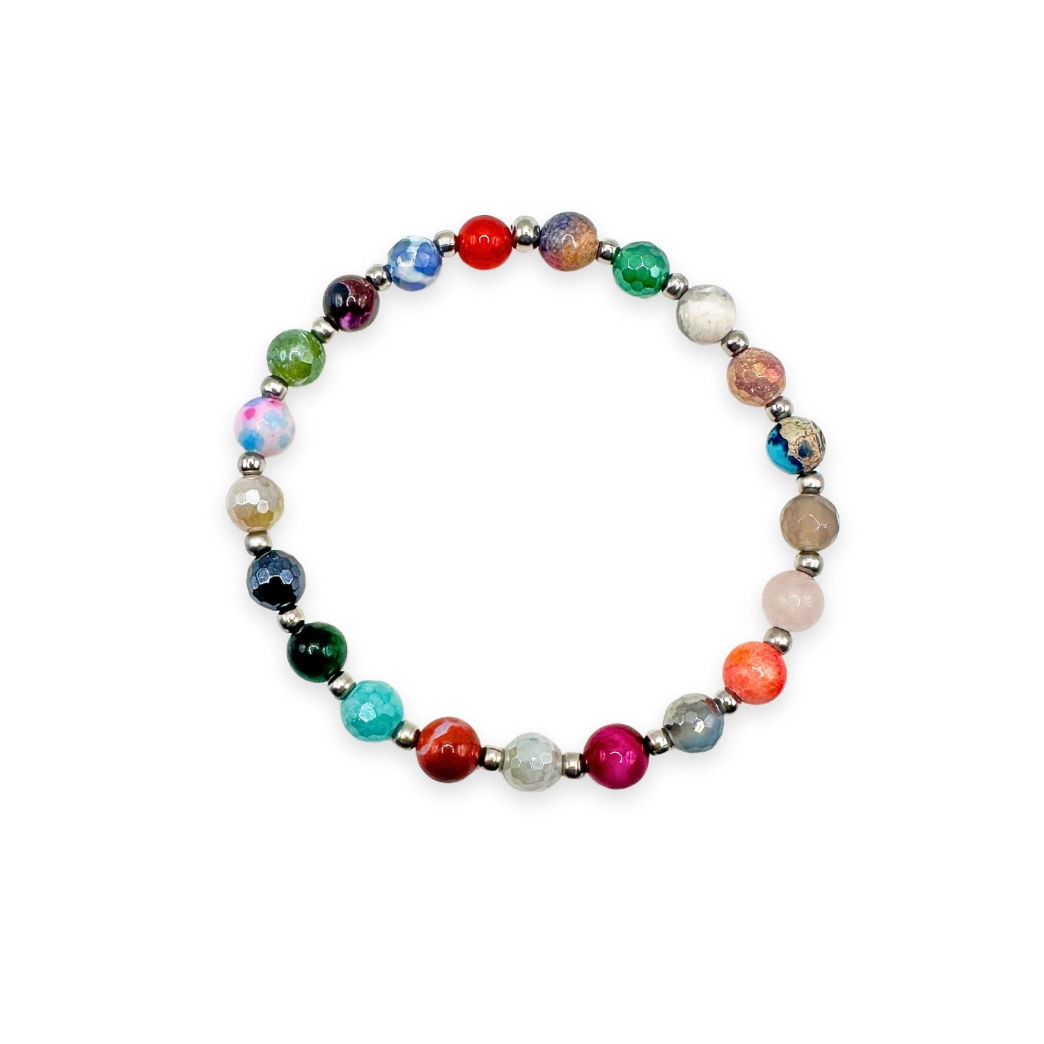 womens silver beaded bracelet in 6mm one of a kind confetti from Featherly