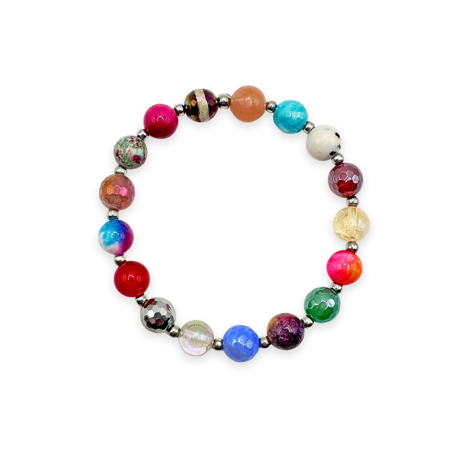 womens silver beaded bracelet in 8mm one of a kind confetti from Featherly