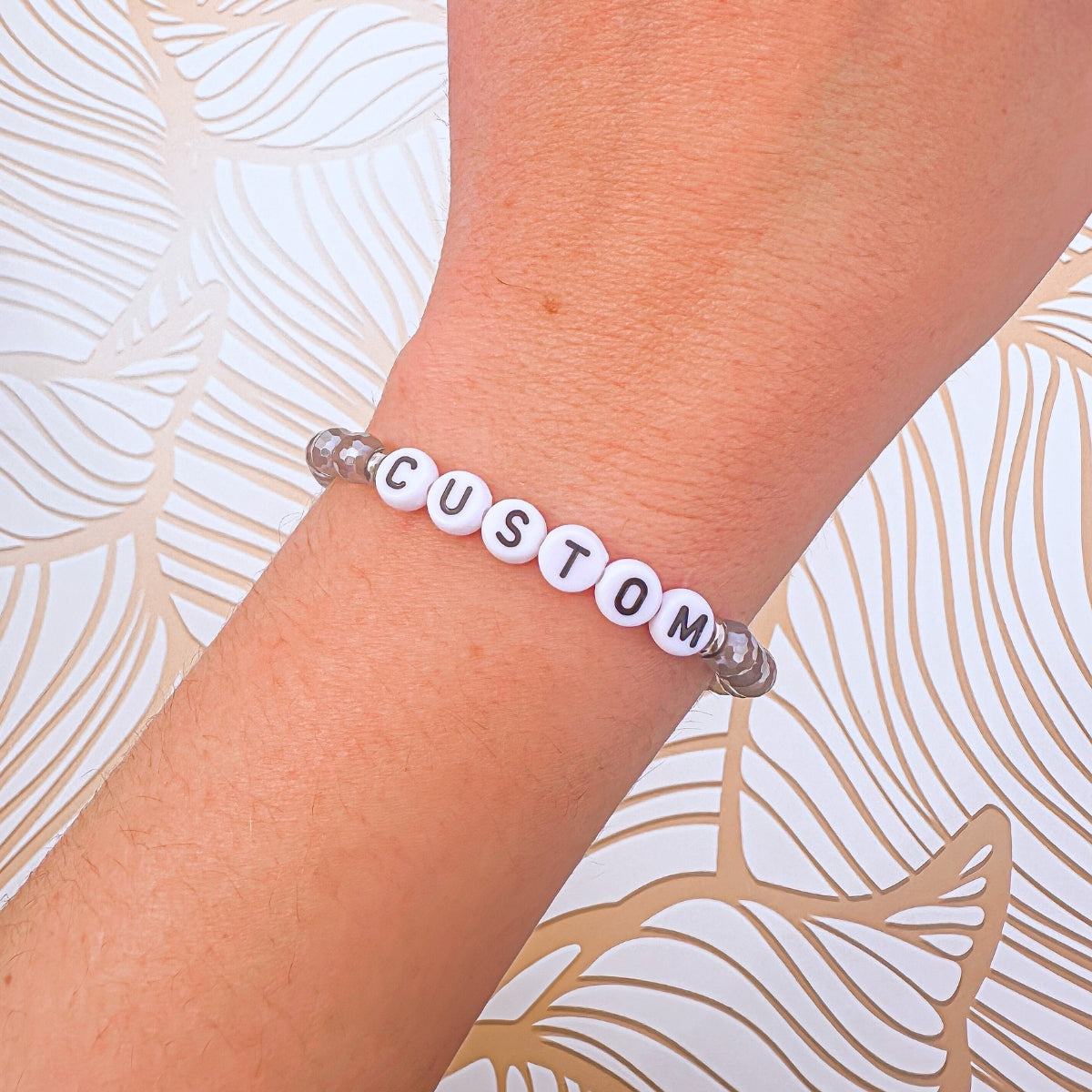 Mystic Gray Agate Mini Personalized Bracelet