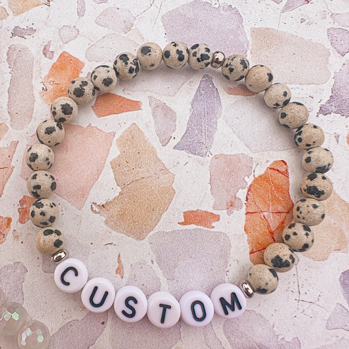 Dalmatian Jasper Mini Personalized Bracelet
