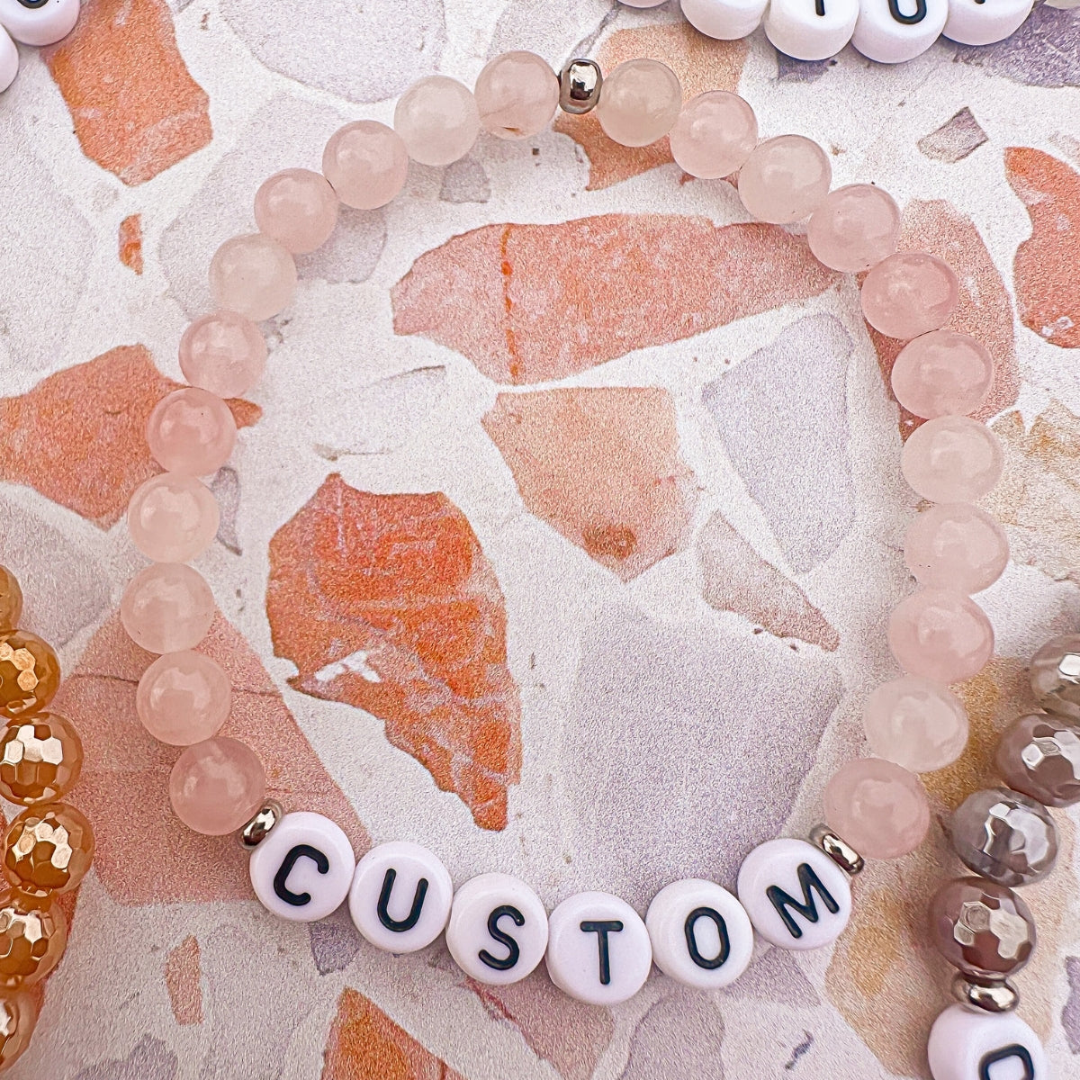 Rose Quartz Mini Personalized Bracelet