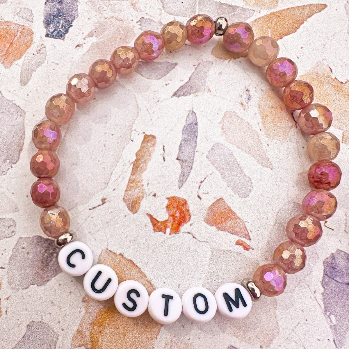 Strawberry Quartz Mini Personalized Bracelet