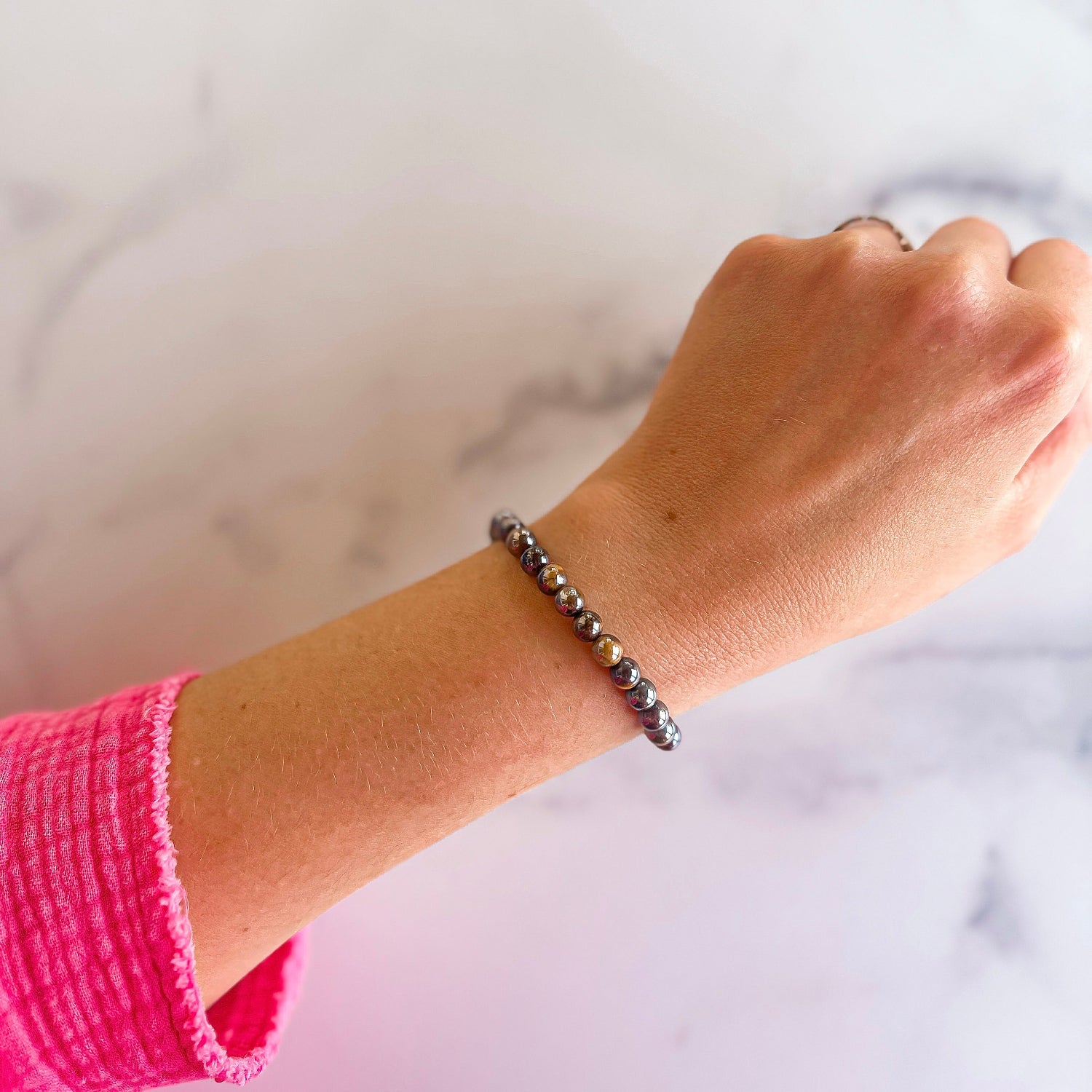mini stacker bracelet from featherly in mystic mixed tiger's eye