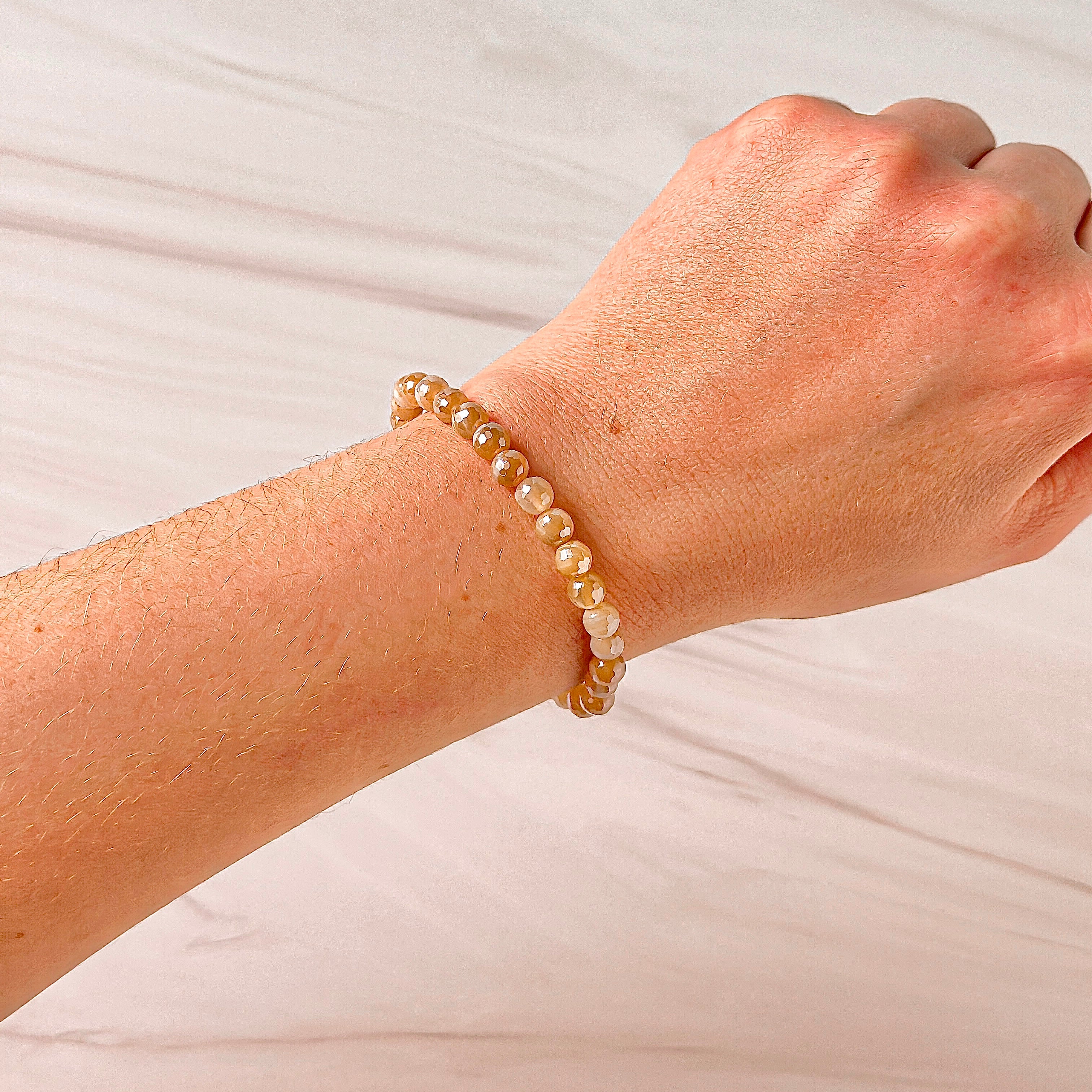 mini stacker bracelet from featherly in yellow banded agate