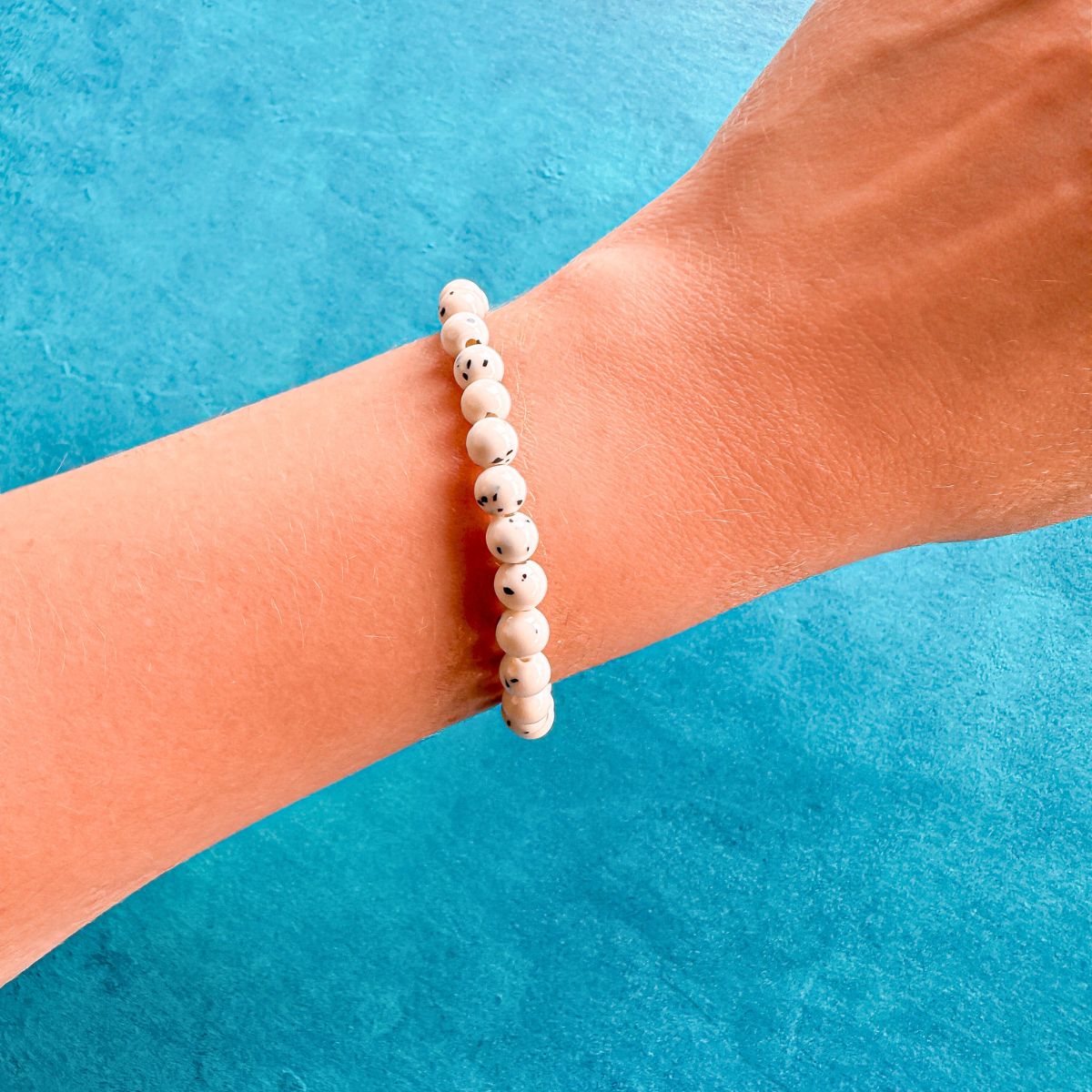 mini stacker bracelet from featherly in dalmatian jade