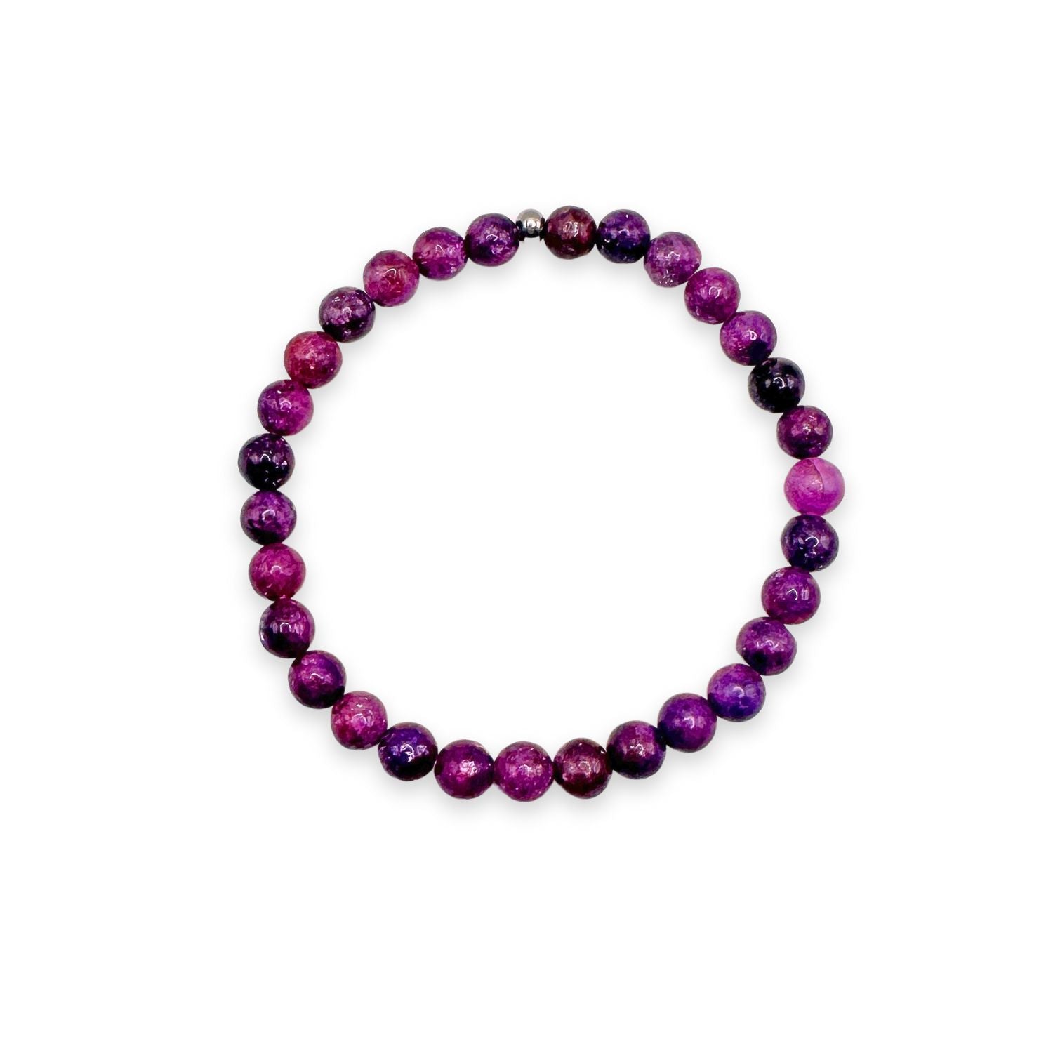 womens beaded bracelet in 6mm dark purple lepidolite from Featherly