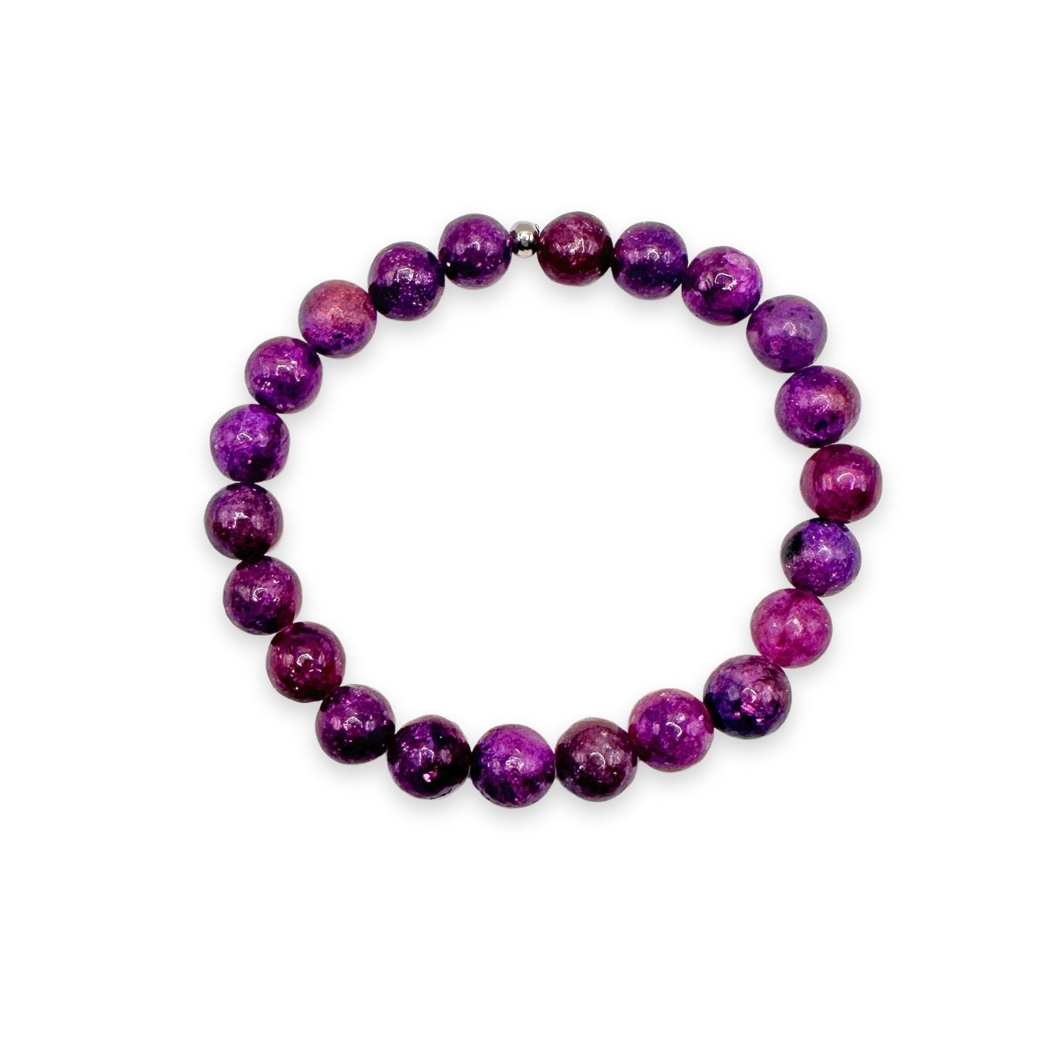 womens beaded bracelet in 8mm dark purple lepidolite from Featherl