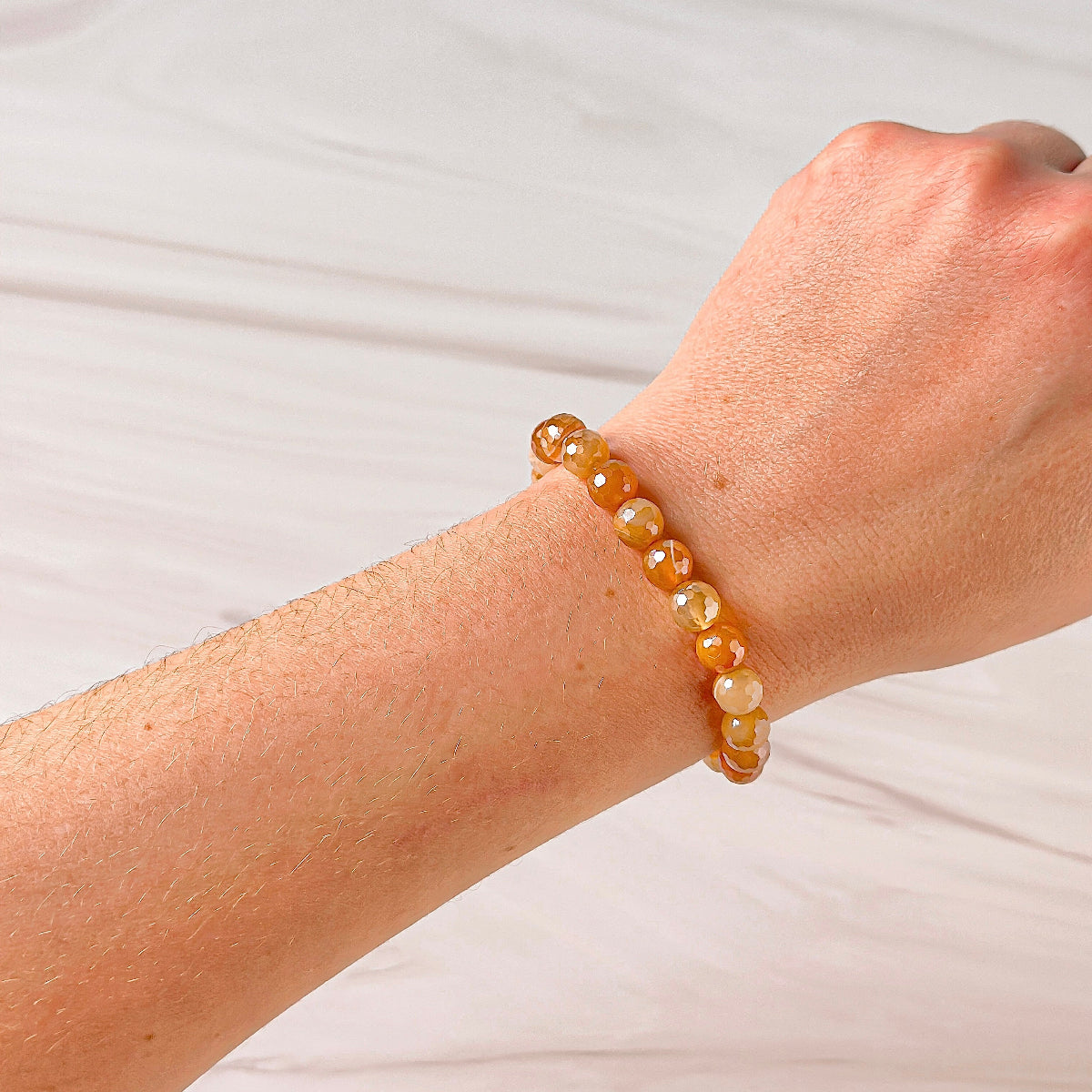womens beaded bracelet in 8mm yellow banded agate from Featherly
