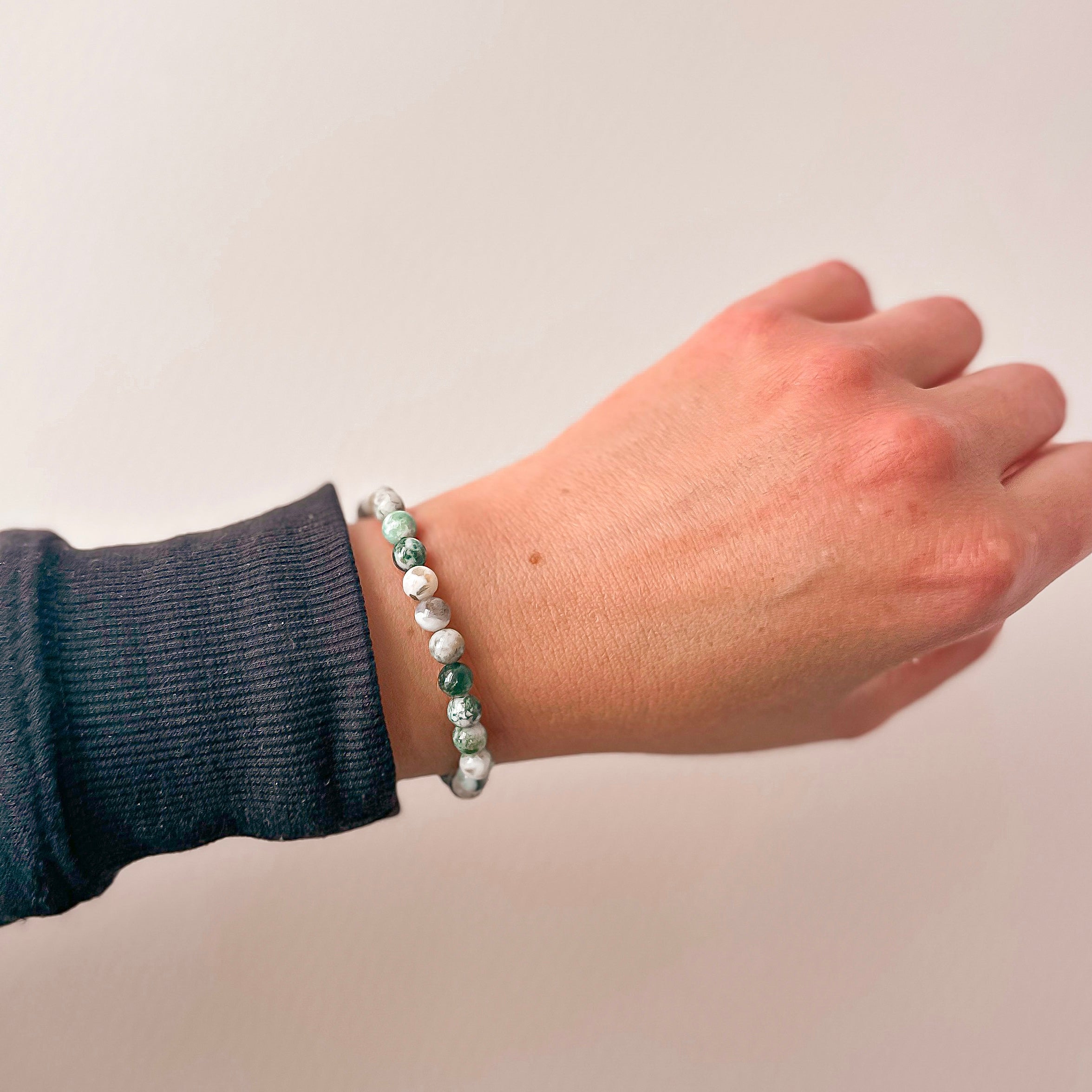 mini stacker bracelet from featherly in tree agate