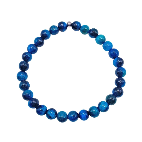 Featherly Ocean Blue Tiger's Eye Mini Stacker Gemstone Crystal Beaded Bracelet