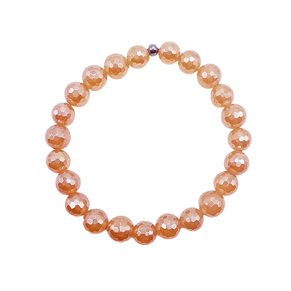 Featherly Champagne Agate Faceted Stacker  Crystal Gemstone Beaded Bracelet