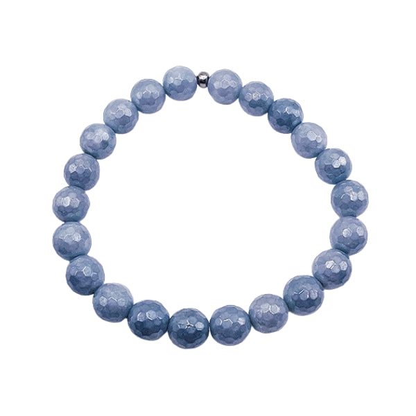 Featherly Frosted Aquamarine Faceted Stacker Bracelet
