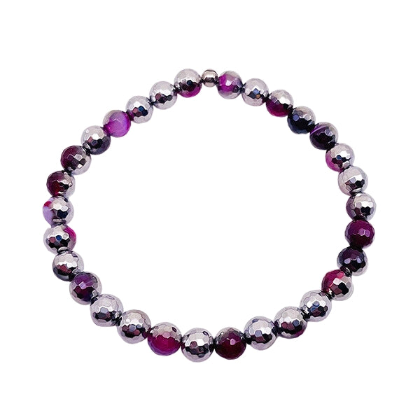 Brave & Bold - Silver Fuchsia Faceted Mini Stacker Mixed Metals Bracelet