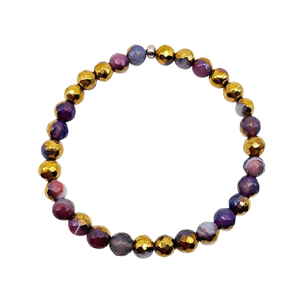 Featherly Mixed Metals Gold Coffee Faceted Mini Stacker Bracelet