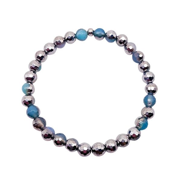 Featherly Mixed Metals Silver Aqua Faceted Mini Stacker Bracelet
