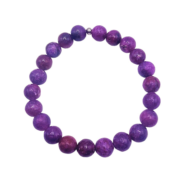 Featherly  Dark Purple Lepidolite Stacker Crystal Gemstone Beaded Bracelet
