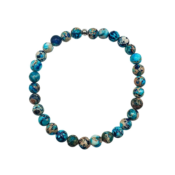 Featherly Mixed Blue Impression Jasper Mini Stacker Crystal Gemstone Beaded Bracelet