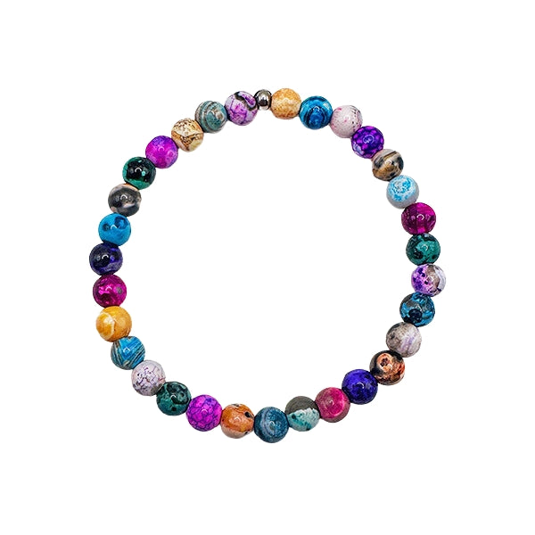 Featherly Rainbow Agate Mini Stacker Crystal Gemstone Beaded Bracelet