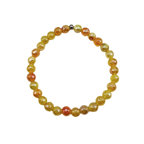 Featherly Yellow Fire Agate Mini Stacker Crystal Gemstone Beaded Bracelet