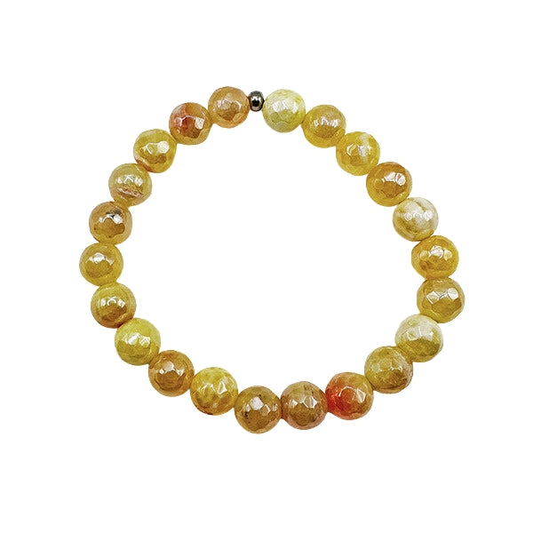 Featherly Yellow Fire Agate Stacker Crystal Gemstone Beaded Bracelet